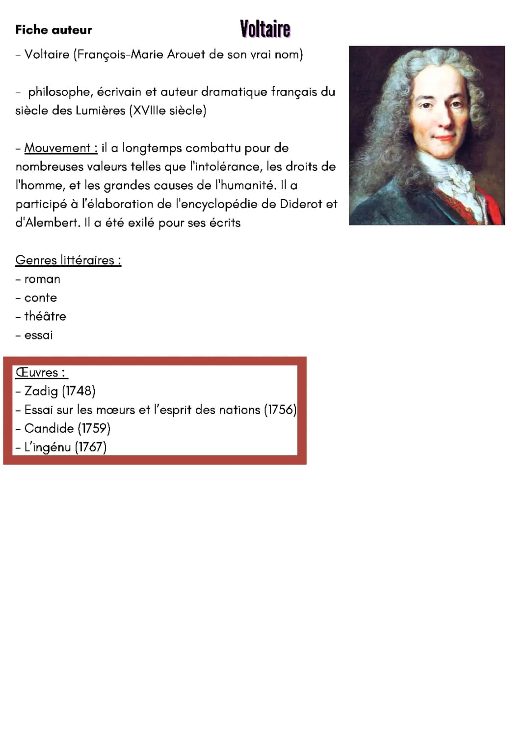 Biographie de Voltaire en 10 lignes - Les idées et œuvres PDF