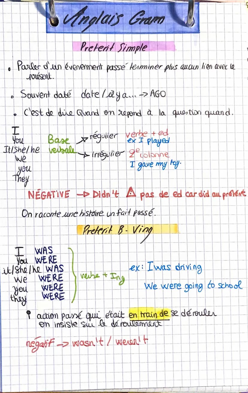 Anglais Gram
Present Perfect
I
HAVE
You
HAVE
He/shelit!HAS! passé
We HAVE
You
HAVE
They
HAVE
H participe Regulier Verbe + ed
I have brushed 