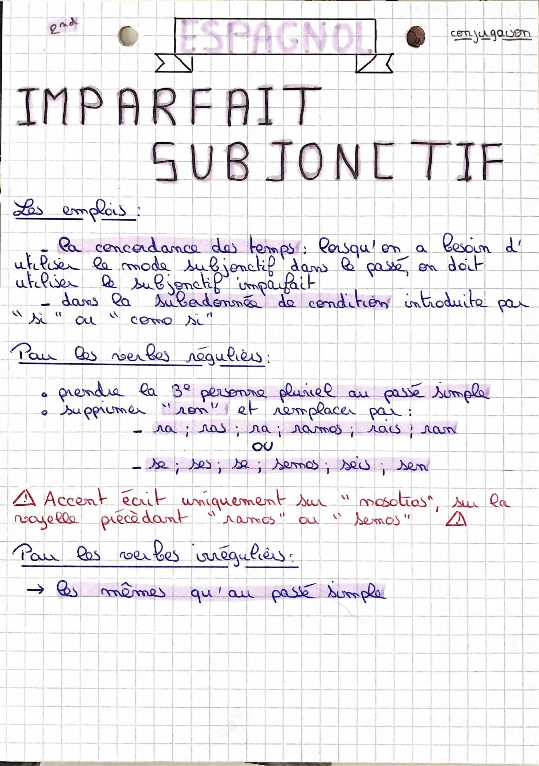 L'imparfait du subjonctif en espagnol expliqué