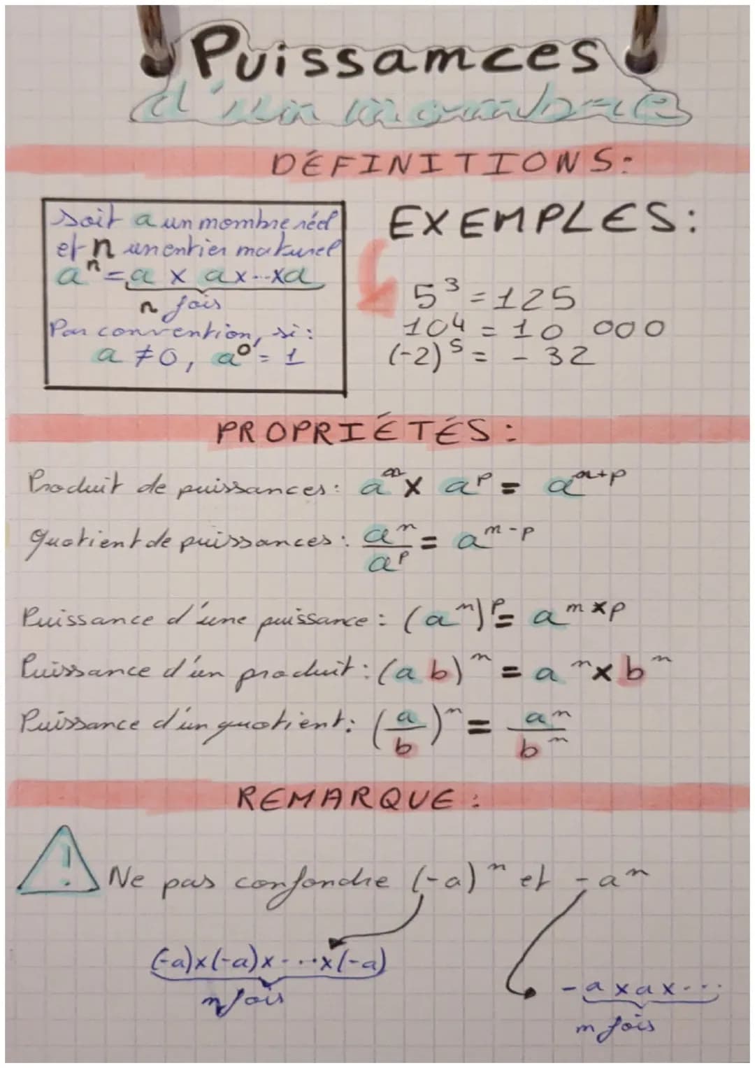 Puissamces
dwin wanbal
DEFINITIONS:
Soit a un mombre réel EXEMPLES:
et n unentien makurel
a^² = ax ax-xa
& fair
Par convention, si
a ‡0₁ aº 