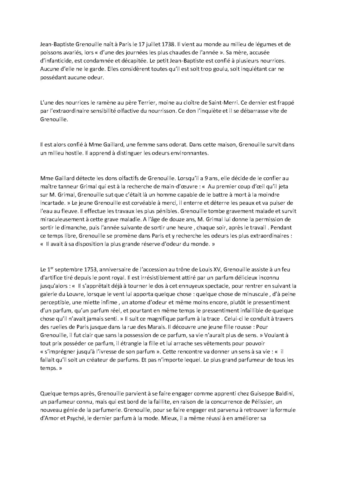 Analyse et Résumé du livre Le Parfum de Patrick Süskind - PDF, Histoire Vraie, Personnages et Contexte