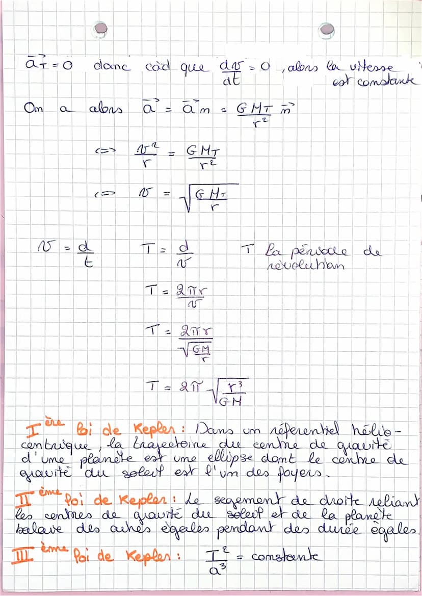 Physique
Referentiel:
T
^
Systeme: satellite
Forees: on neglige les autres forces exercée
sen le systeme an
a done
EFeat = Fils
ème
(
=>
(=>