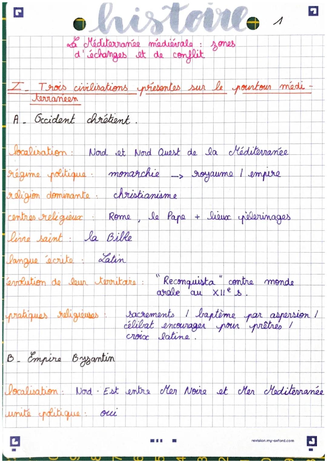Π
# histoire

La Méditerranée médiévala: zones
d'échanges et de conflit

I. Trois civilisations presentes sur le pourtour médi -
terranéen

