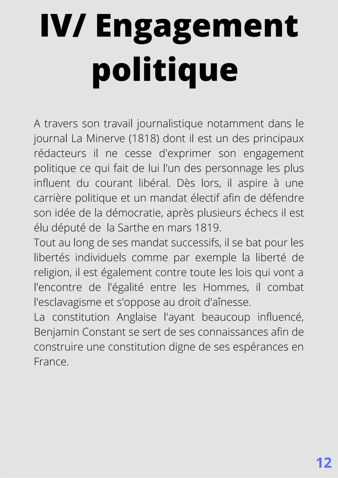 PARTICIPER OU ÊTRE
REPRÉSENTÉ
BENJAMIN
CONSTANT
25 Octobre 1767 - 8 Décembre
1830 SPÉCIALITÉ HGGSP
ANNÉE SCOLAIRE 2021-2022
MAÏWENN BBLS
▲▲▲