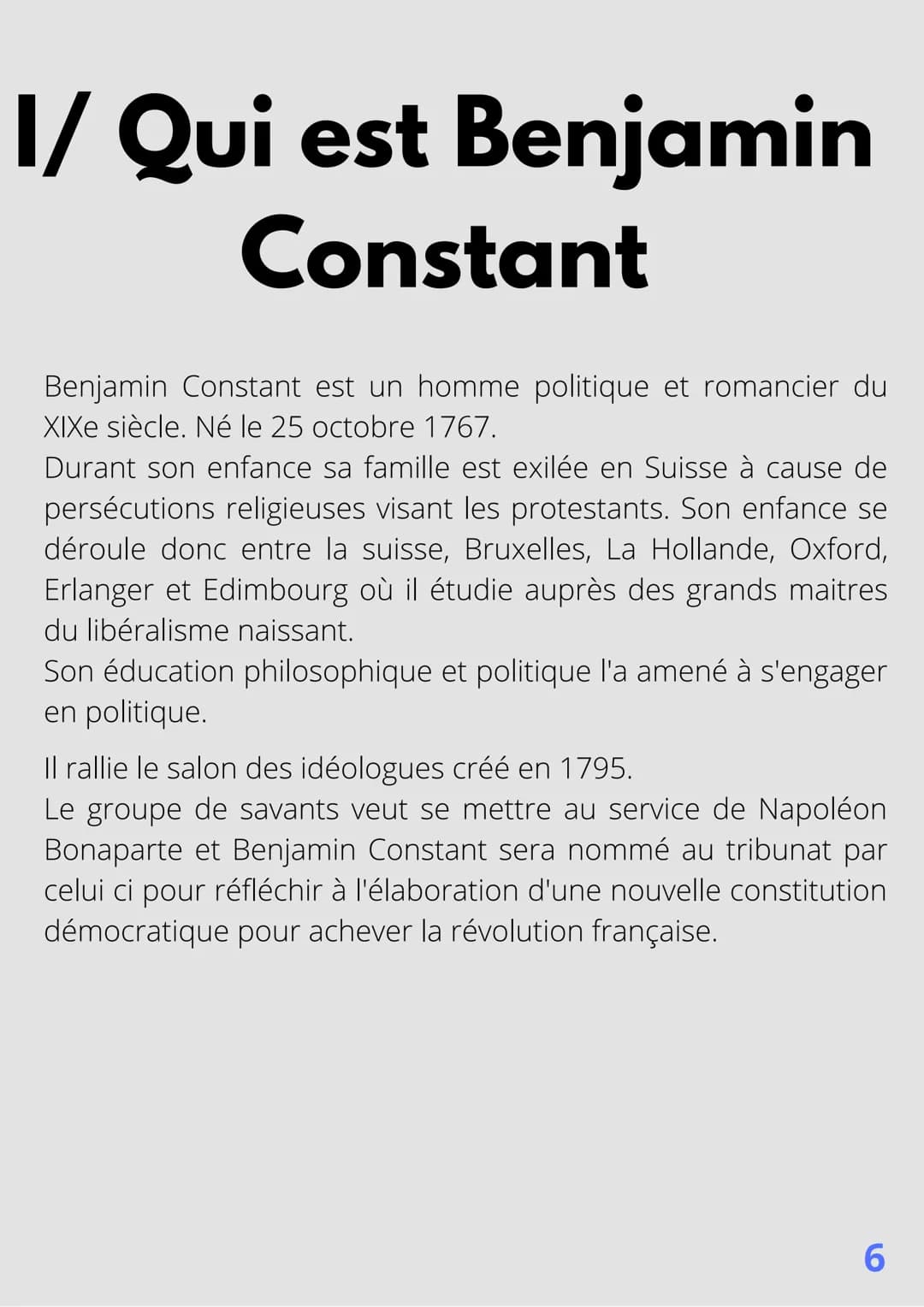 PARTICIPER OU ÊTRE
REPRÉSENTÉ
BENJAMIN
CONSTANT
25 Octobre 1767 - 8 Décembre
1830 SPÉCIALITÉ HGGSP
ANNÉE SCOLAIRE 2021-2022
MAÏWENN BBLS
▲▲▲