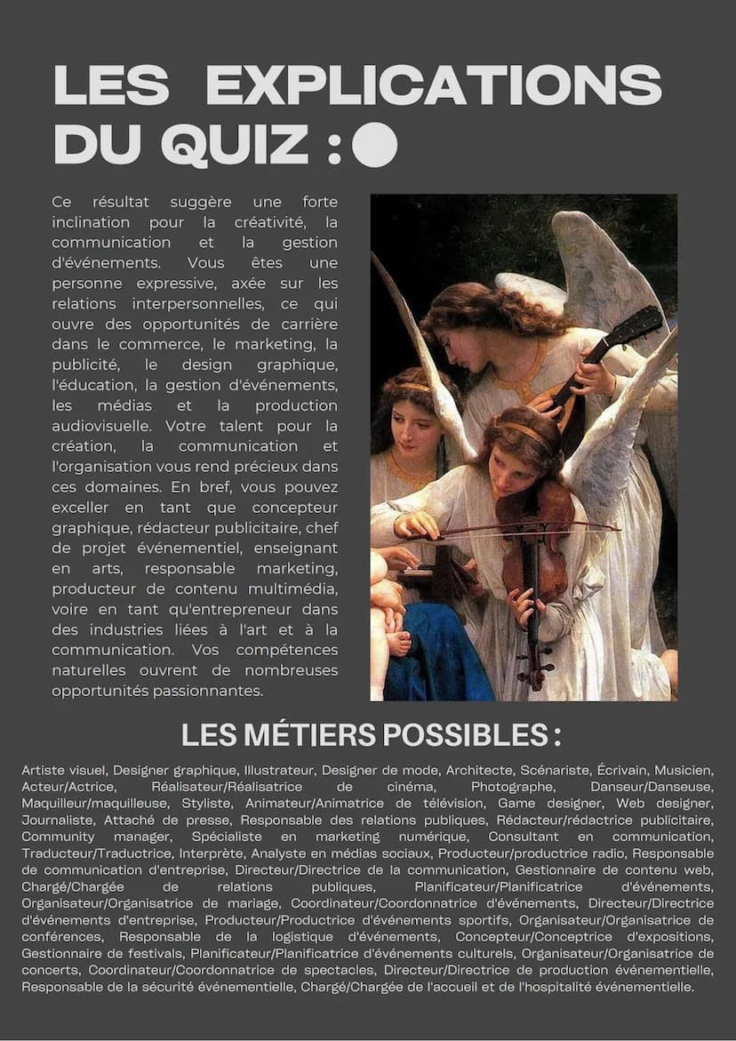 ORIENTATION
QUIZ
TU AS UN ESPRIT? (Plusieurs réponses possibles)
D'équipe / Qui participe aisément à une action commune
Critique /Qui analys