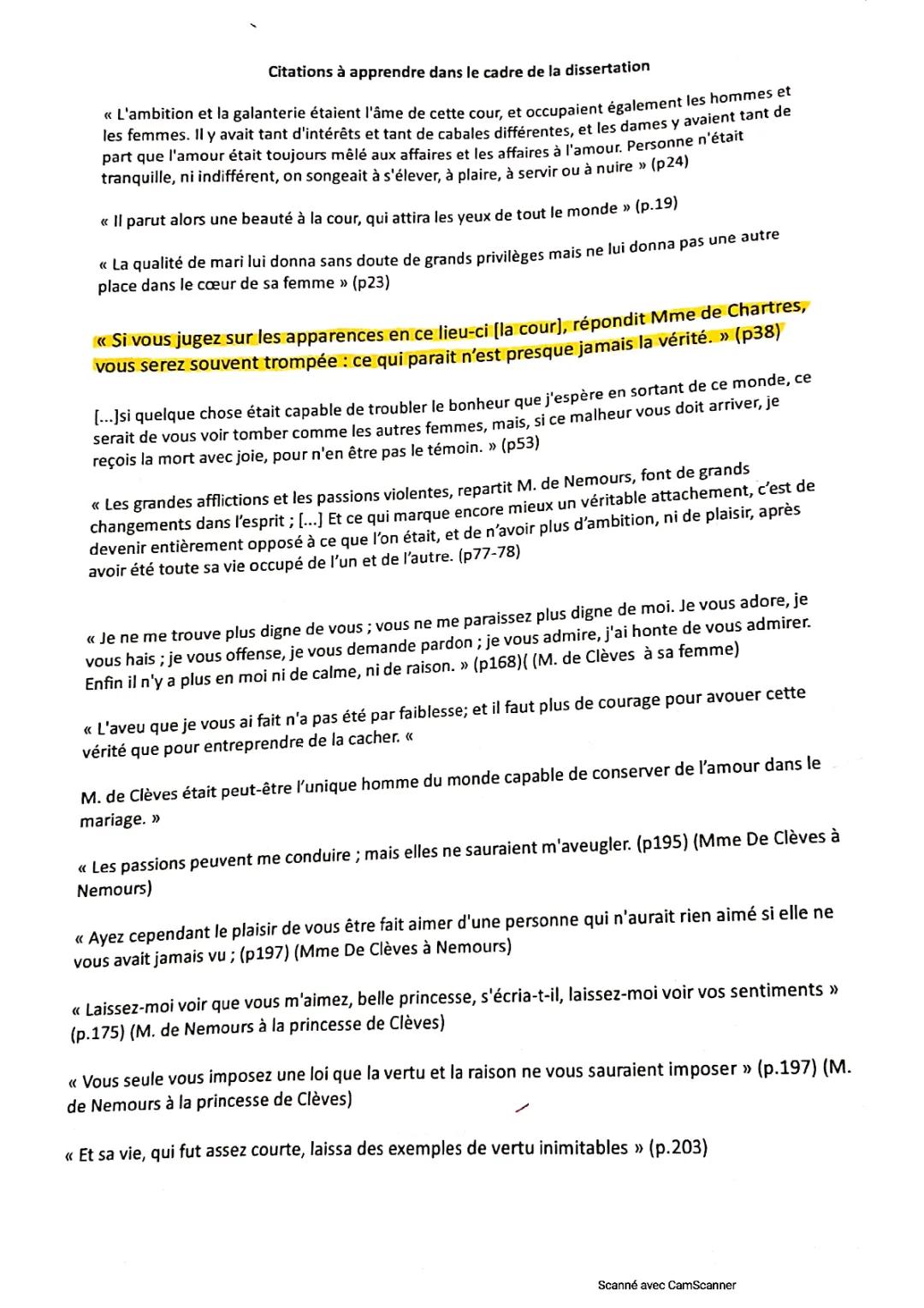 Introduction et Sujets dissertation La Princesse de Clèves