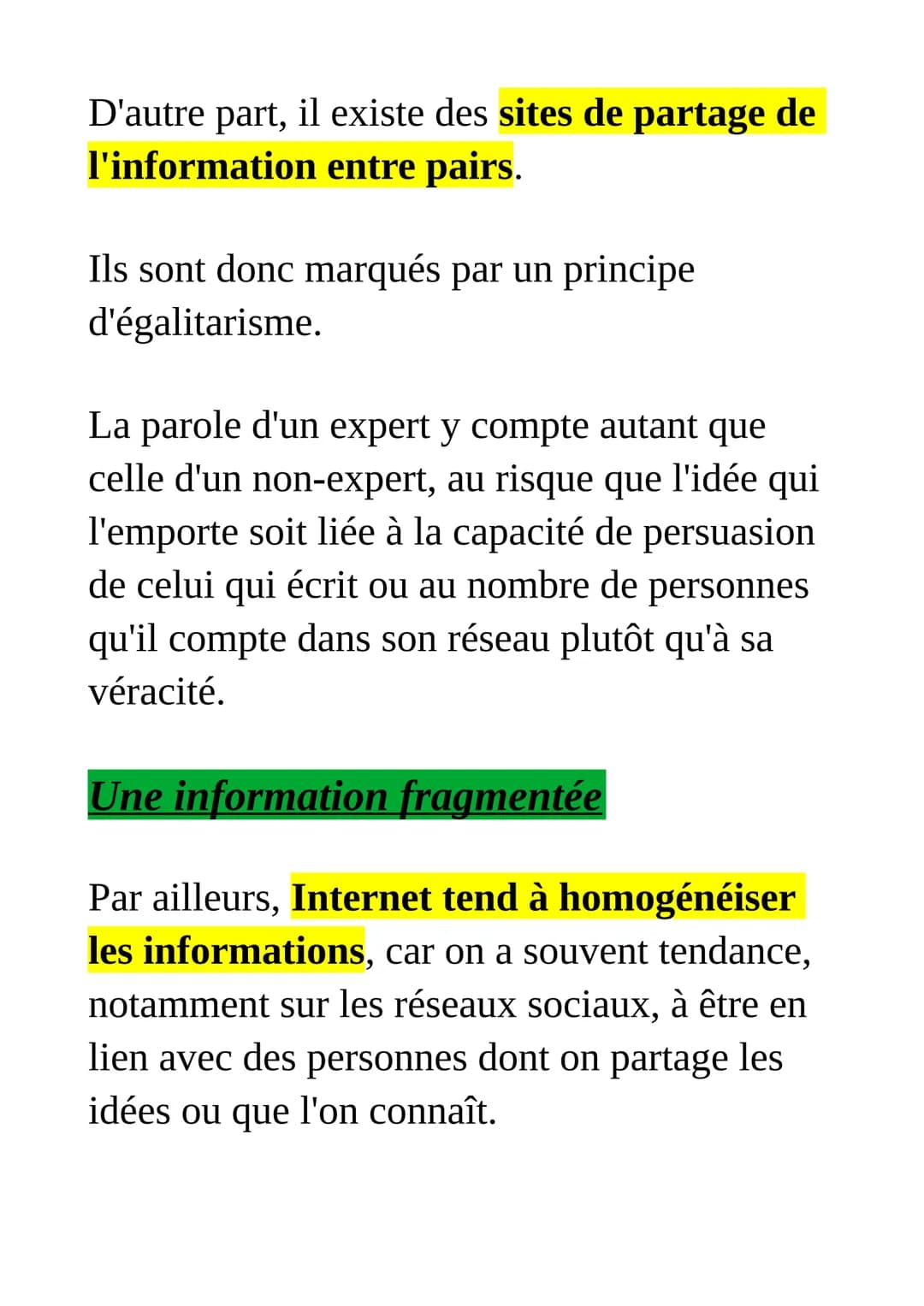 L'information à l'heure d'internet
vers une information fragmentée
et horizontale ?
Avec Internet, les pratiques de
l'information se sont pr