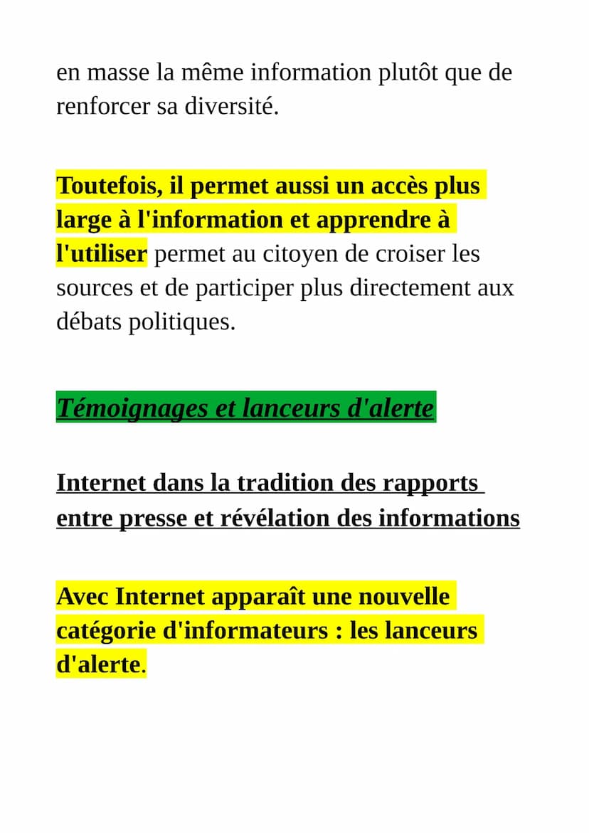 L'information à l'heure d'internet
vers une information fragmentée
et horizontale ?
Avec Internet, les pratiques de
l'information se sont pr