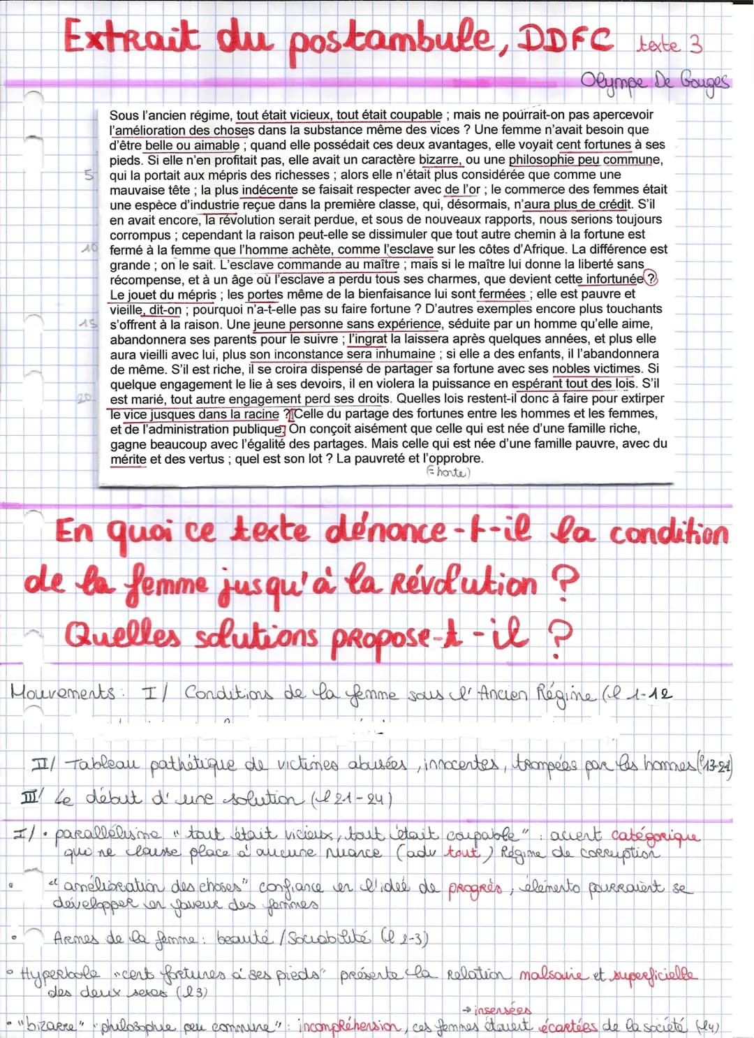 Extrait du postambule, DDFC tate 3
Olympe De Gouges.
G
Sous l'ancien régime, tout était vicieux, tout était coupable ; mais ne pourrait-on p