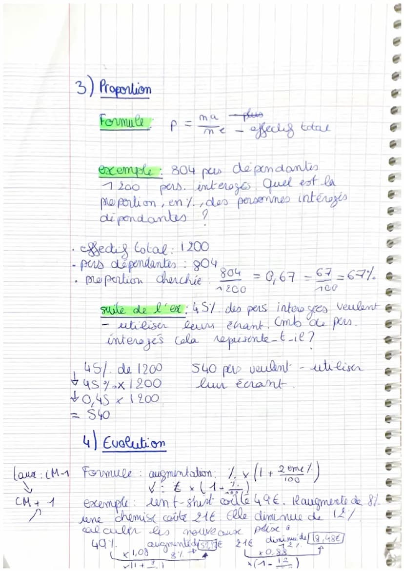 3
3
3
3
}
CHAPITRE
PROPORTION-EVOLUTION
taux d'évolution.
Formule : t (%) = 100 x V₁_Vo
vo= Valeur d'origine x x 100 =
Vi
Valeur arrivé
=
ex
