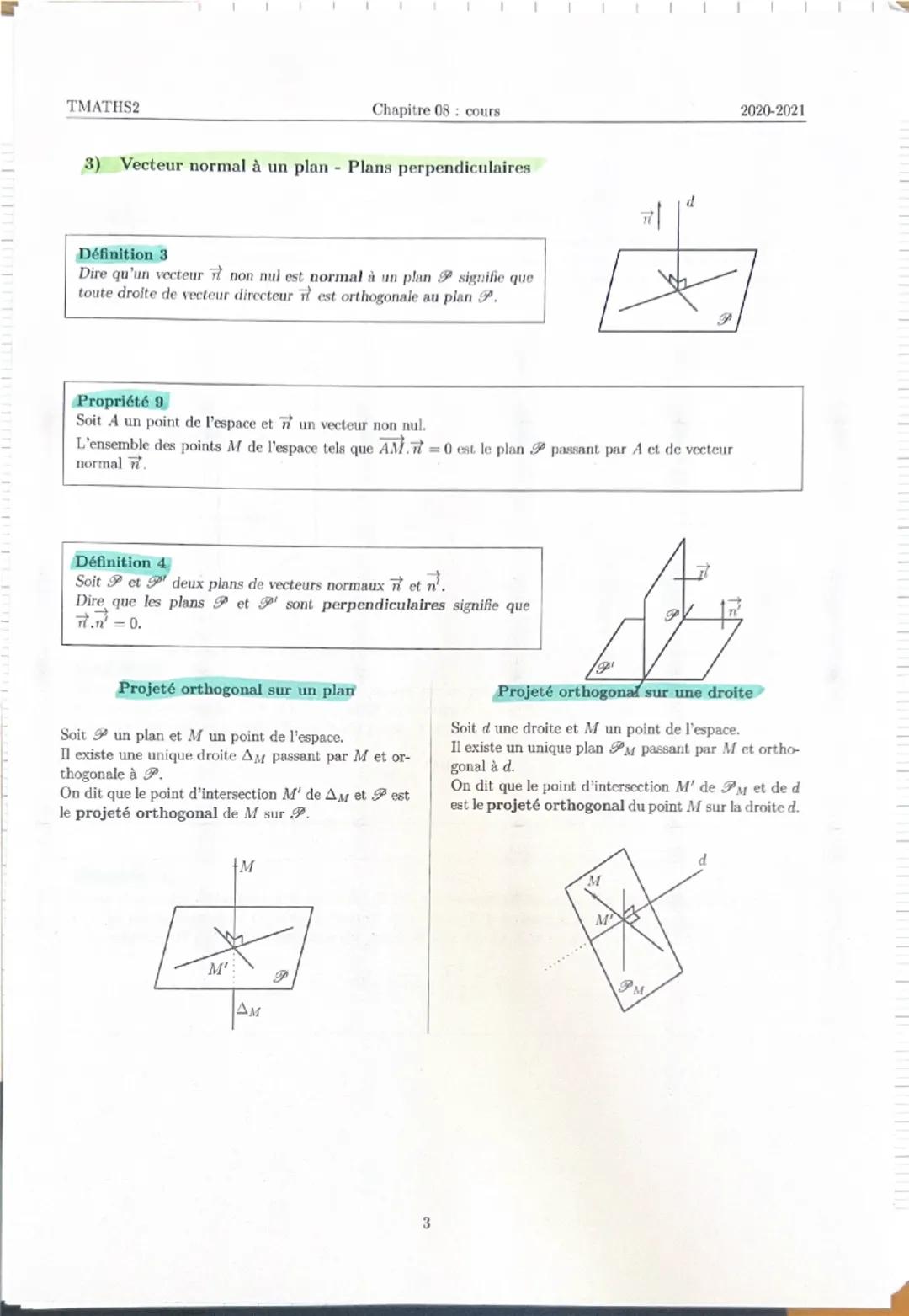 TMATIIS2
Chapitre 08 : cours
2020-2021
Orthogonalité et distances dans l'espace
I Produit scalaire dans l'espace
1) Définition
Définition 1
