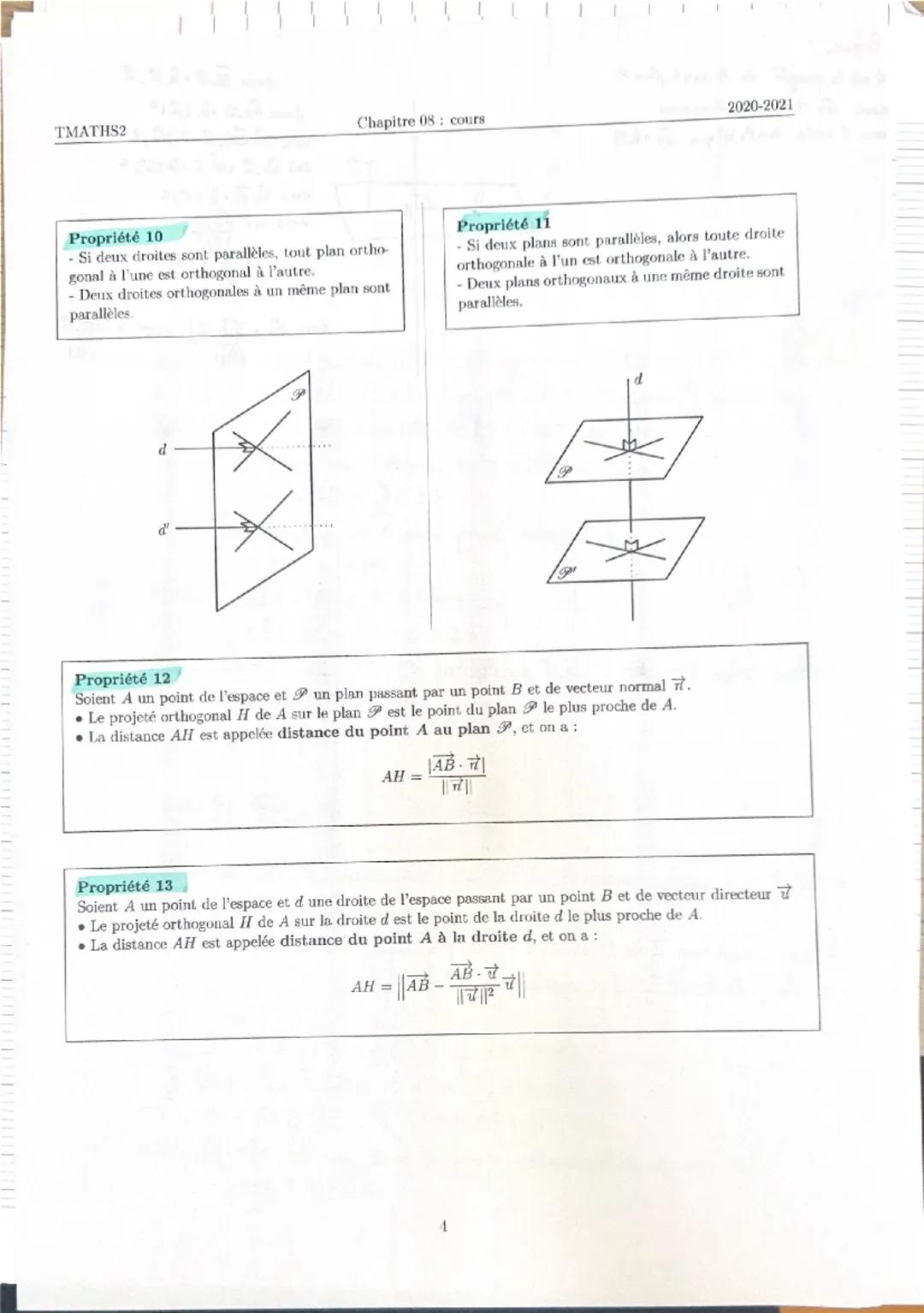 TMATIIS2
Chapitre 08 : cours
2020-2021
Orthogonalité et distances dans l'espace
I Produit scalaire dans l'espace
1) Définition
Définition 1
