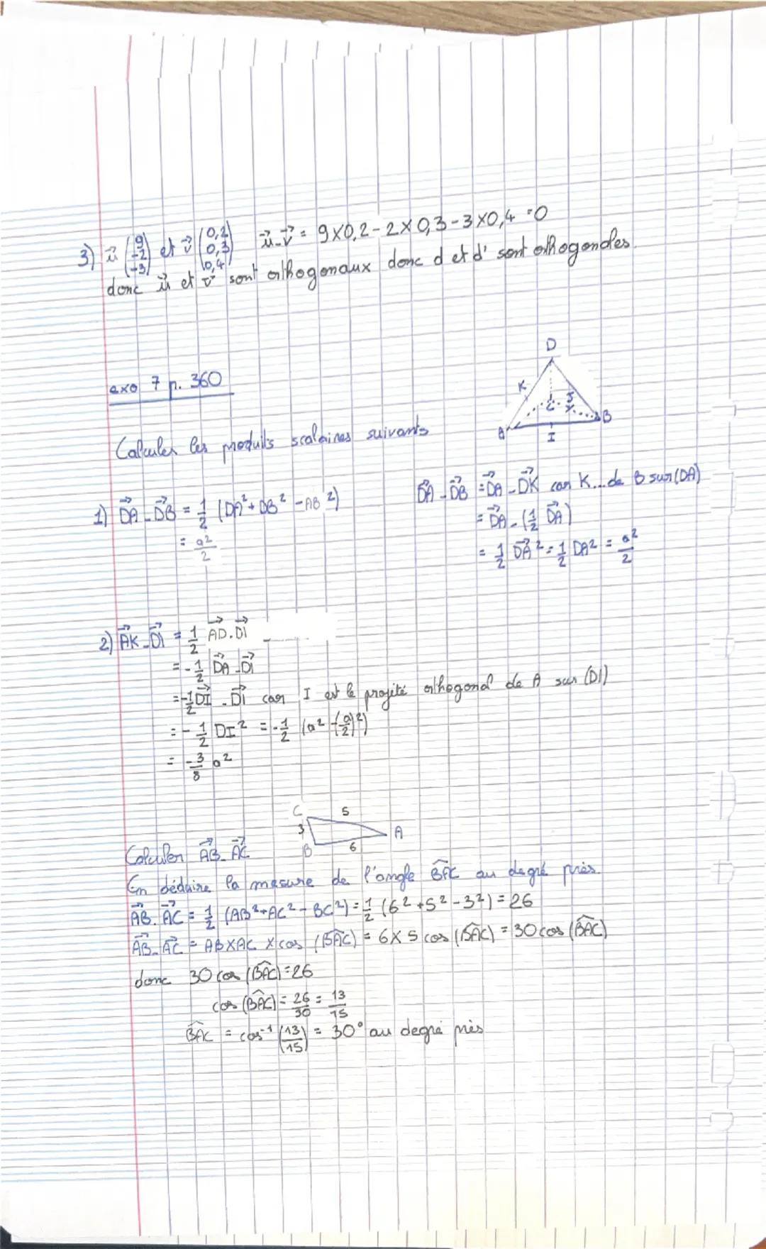 TMATIIS2
Chapitre 08 : cours
2020-2021
Orthogonalité et distances dans l'espace
I Produit scalaire dans l'espace
1) Définition
Définition 1
