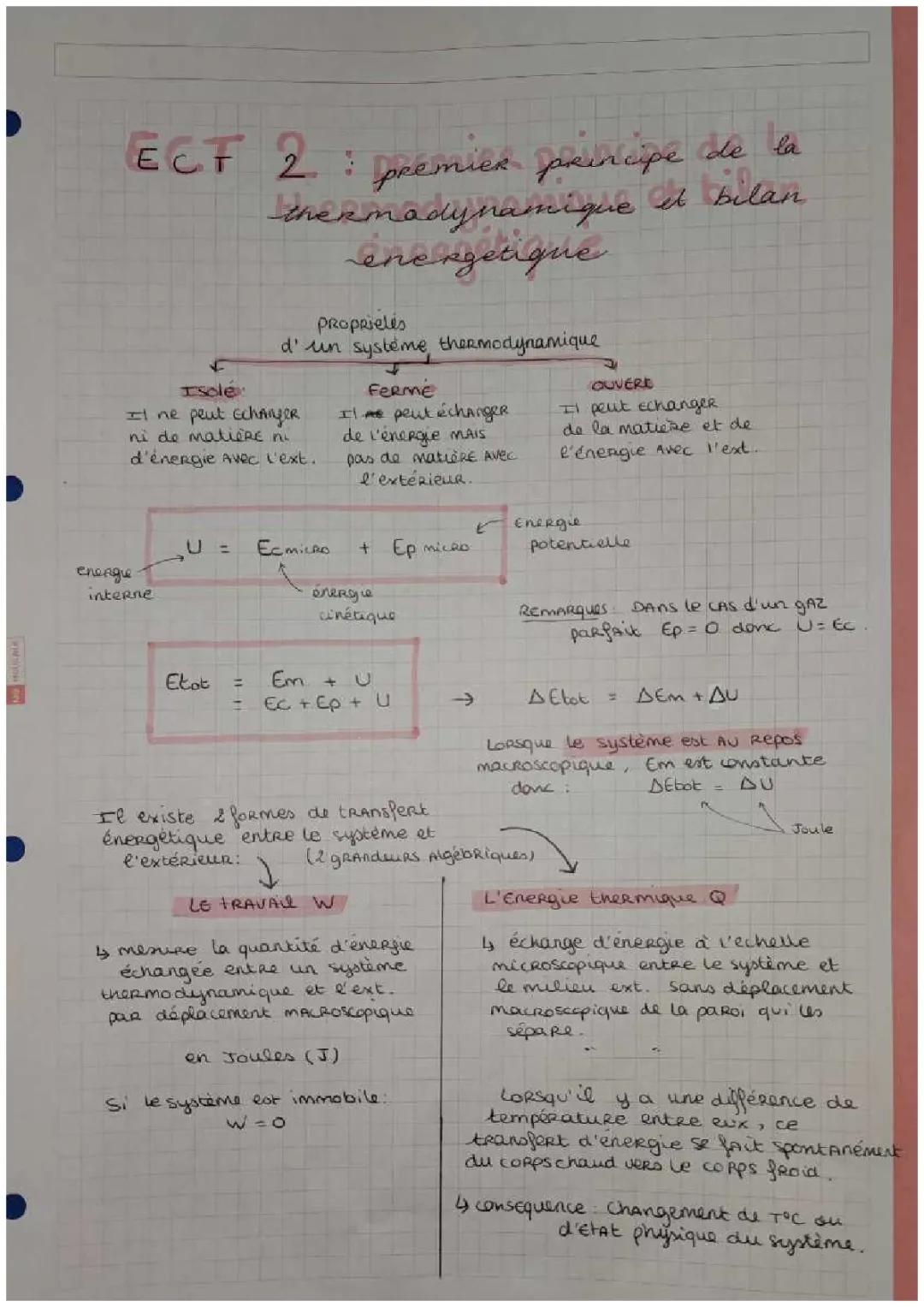 Découvre le Premier Principe de la Thermodynamique : Résumé et Exercices