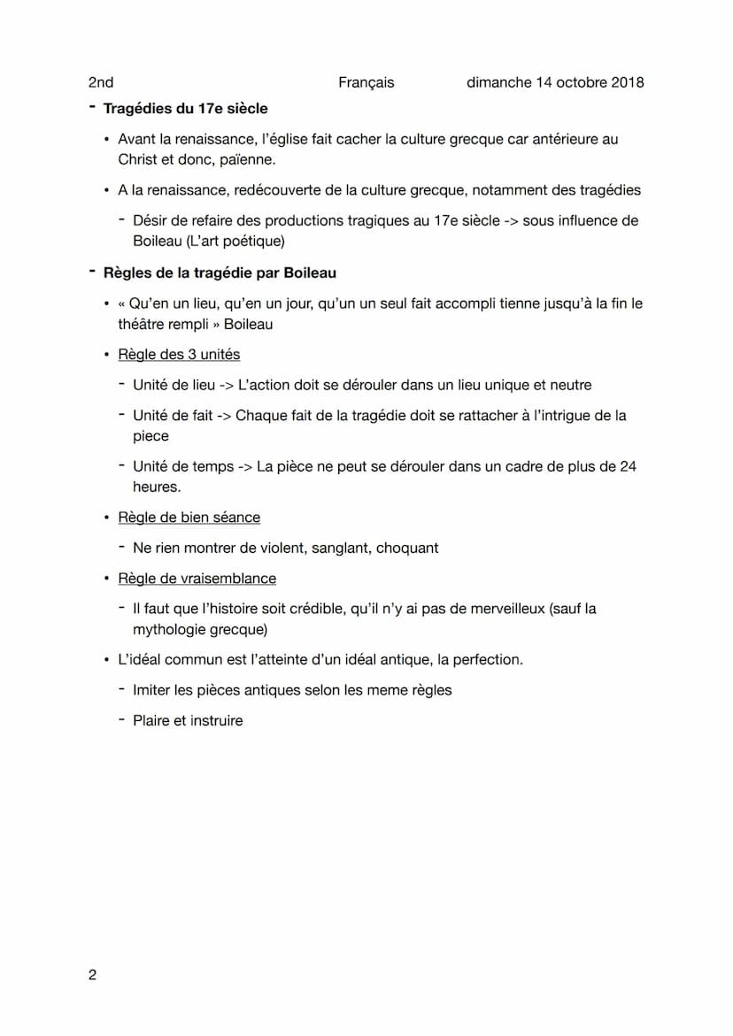 2nd
La tragédie
Objet
1
●
Définition
Un personnage noble (avec des qualités idéales de l'époque: intellectuelle,
rang...) qui est pris dans 