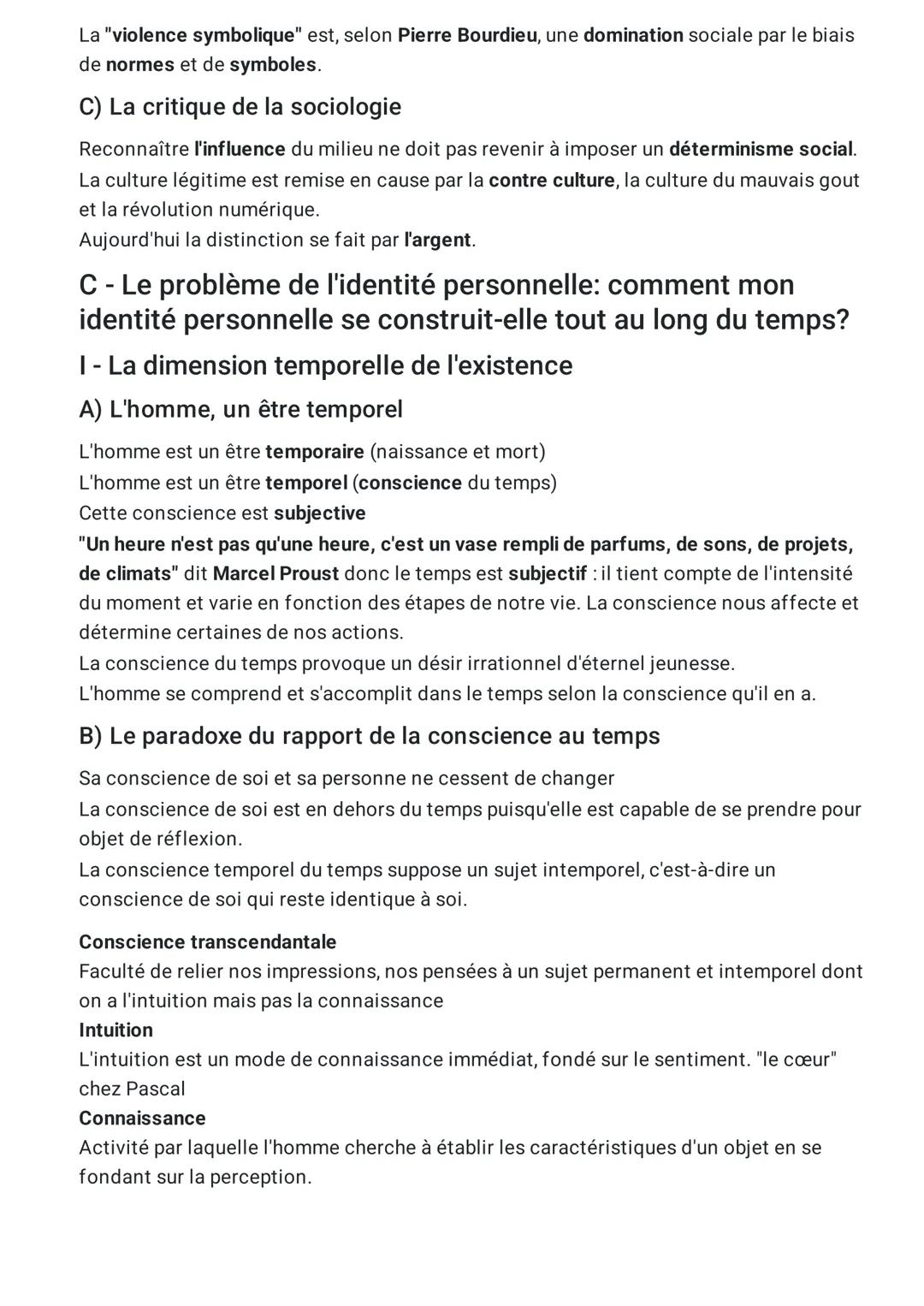 # La conscience, l'inconscient et
le temps

A - La conscience est le propre de l'homme : de quelles
connaissances la conscience est-elle la 