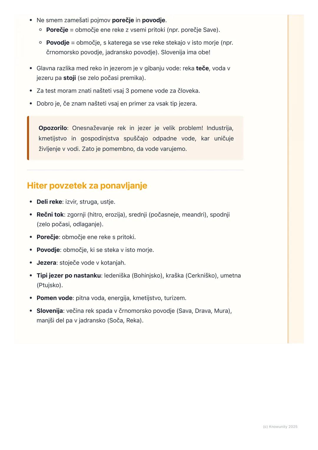 # Reke in jezera

## Uvod v reke in jezera

Reke in jezera so tekoče in stoječe vode na kopnem. So zelo pomembne za
življenje ljudi, živali 