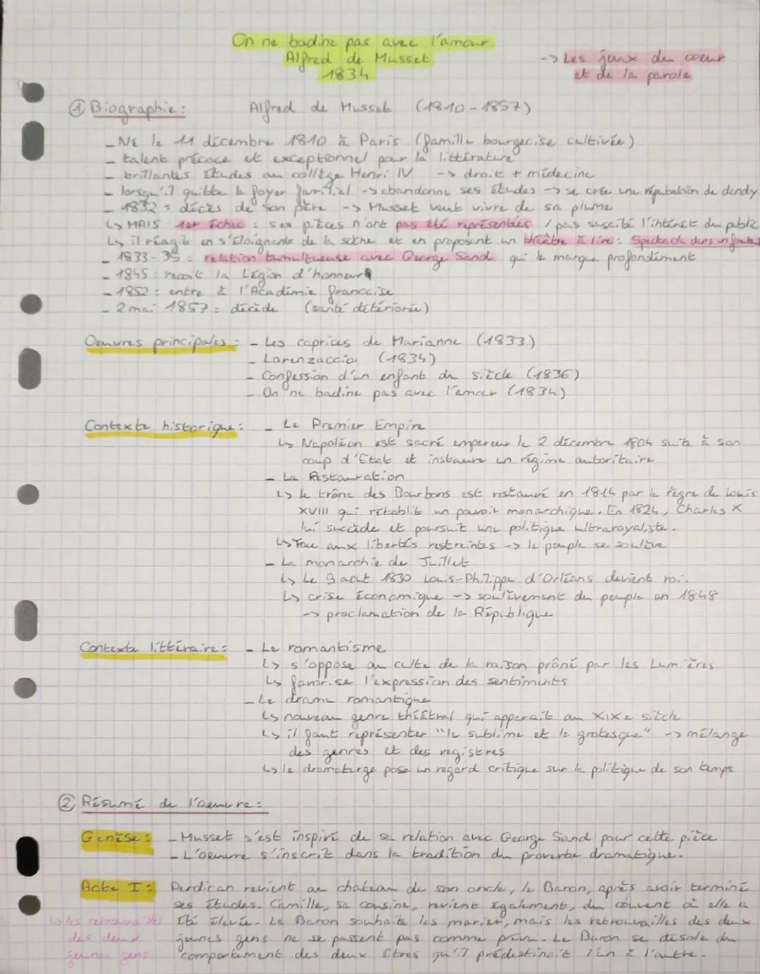 # On ne badine pas avec l'amour
Alfred de Musset
1834

→ Les jeux de cœur
et de la parole

② Biographie :
Alfred de Musset  (1810 - 1857)
- 