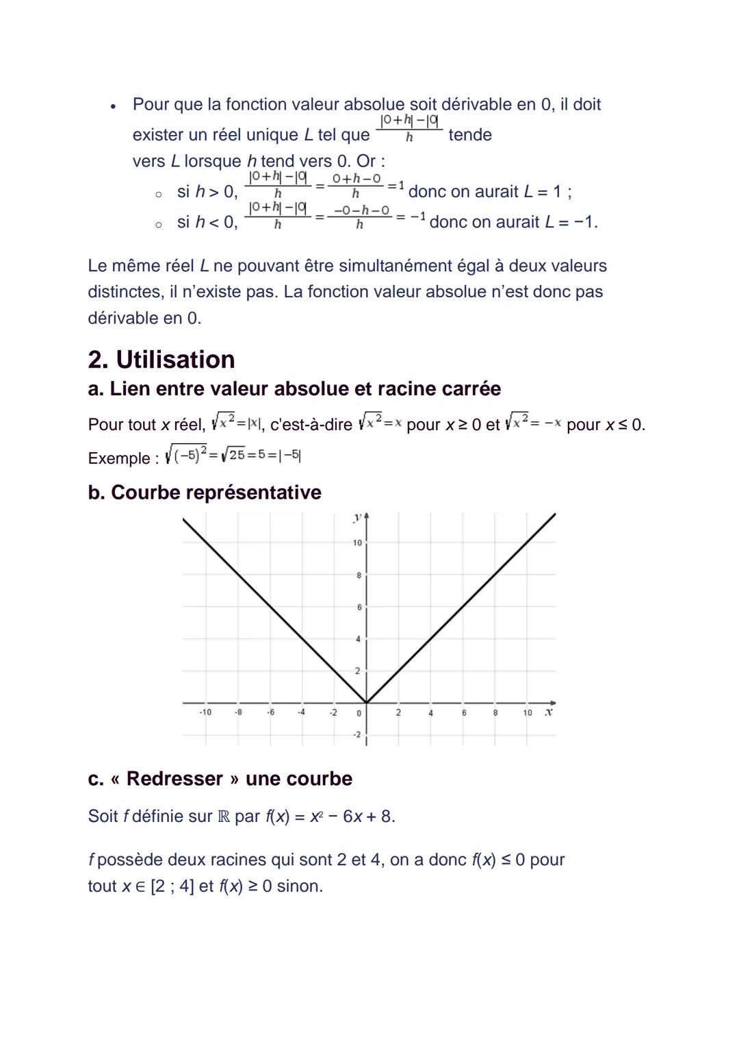 Objectif
Étudier une nouvelle fonction de référence : la fonction valeur
absolue.
Points clés
●
La fonction valeur absolue est la fonction d
