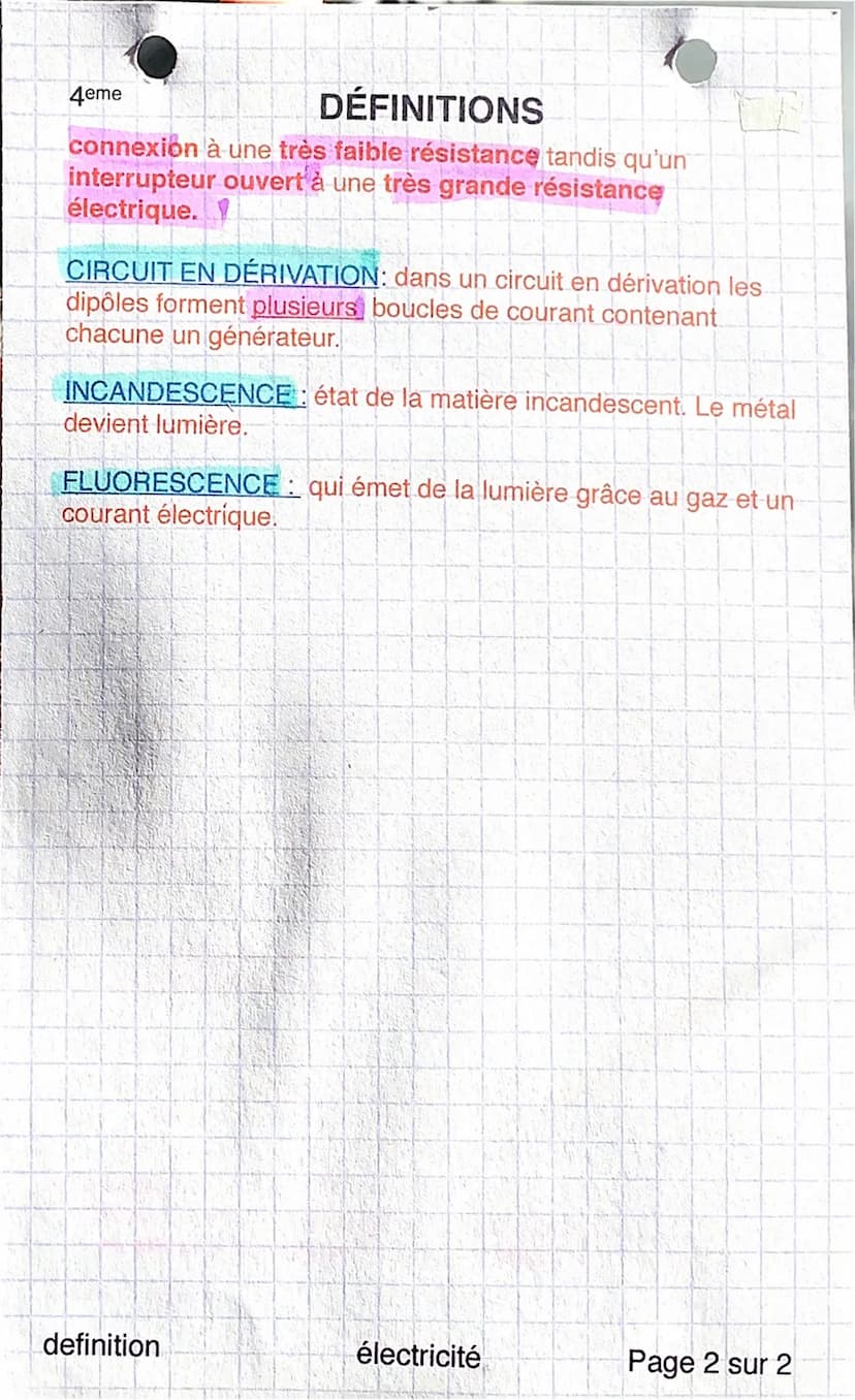DÉFINITIONS
1)ÉLECTRICITÉ
UNE BORNE: est une partie d'un composant électrique qui lui
permet de fonctionner en laissant entrer ou sortir le 
