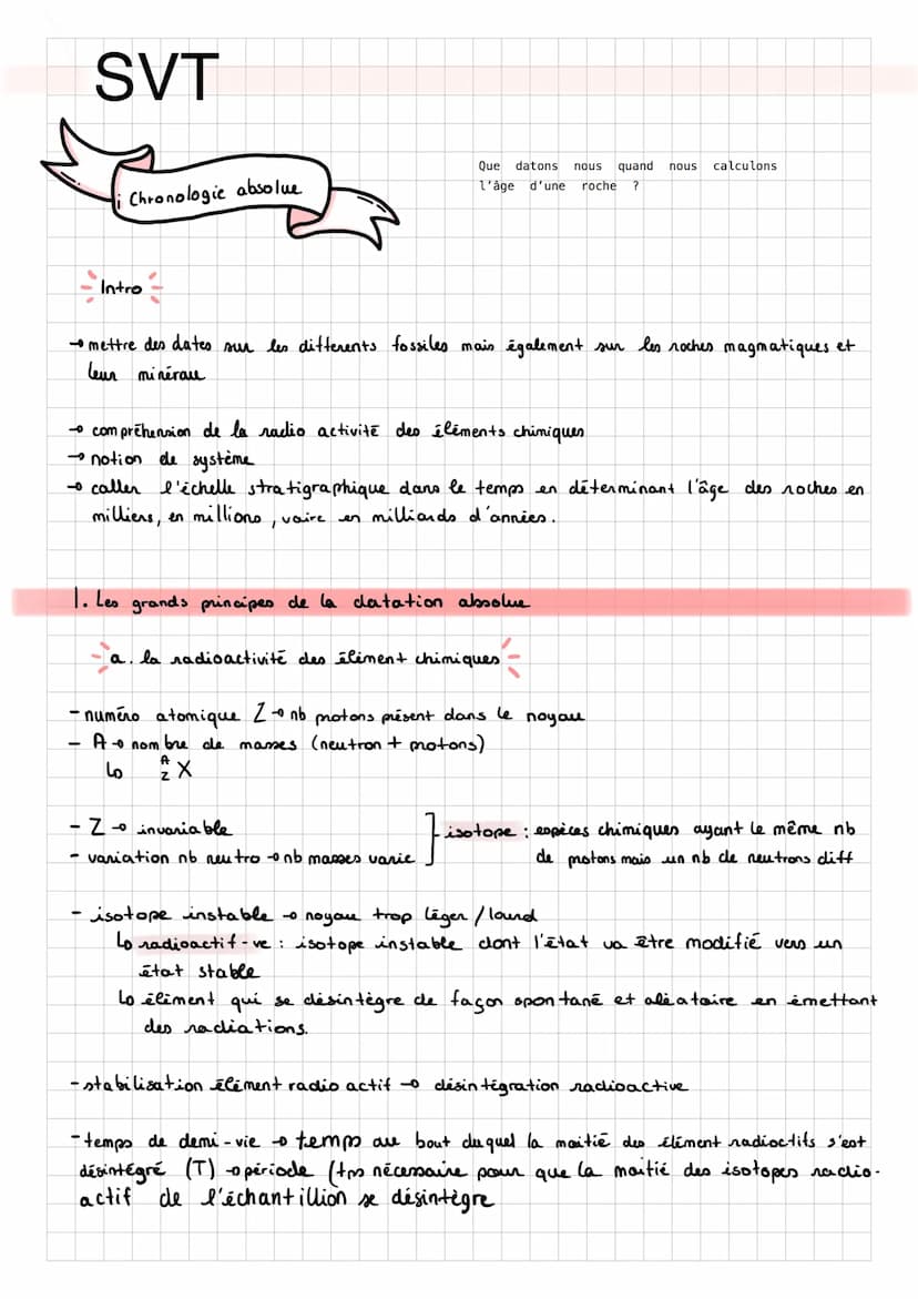 SVT
chronologie relative
Intro
cathégorie de roche :
-roche plutonique: refroidissement lent due magna en profondeur
Loremonter mais n'attei