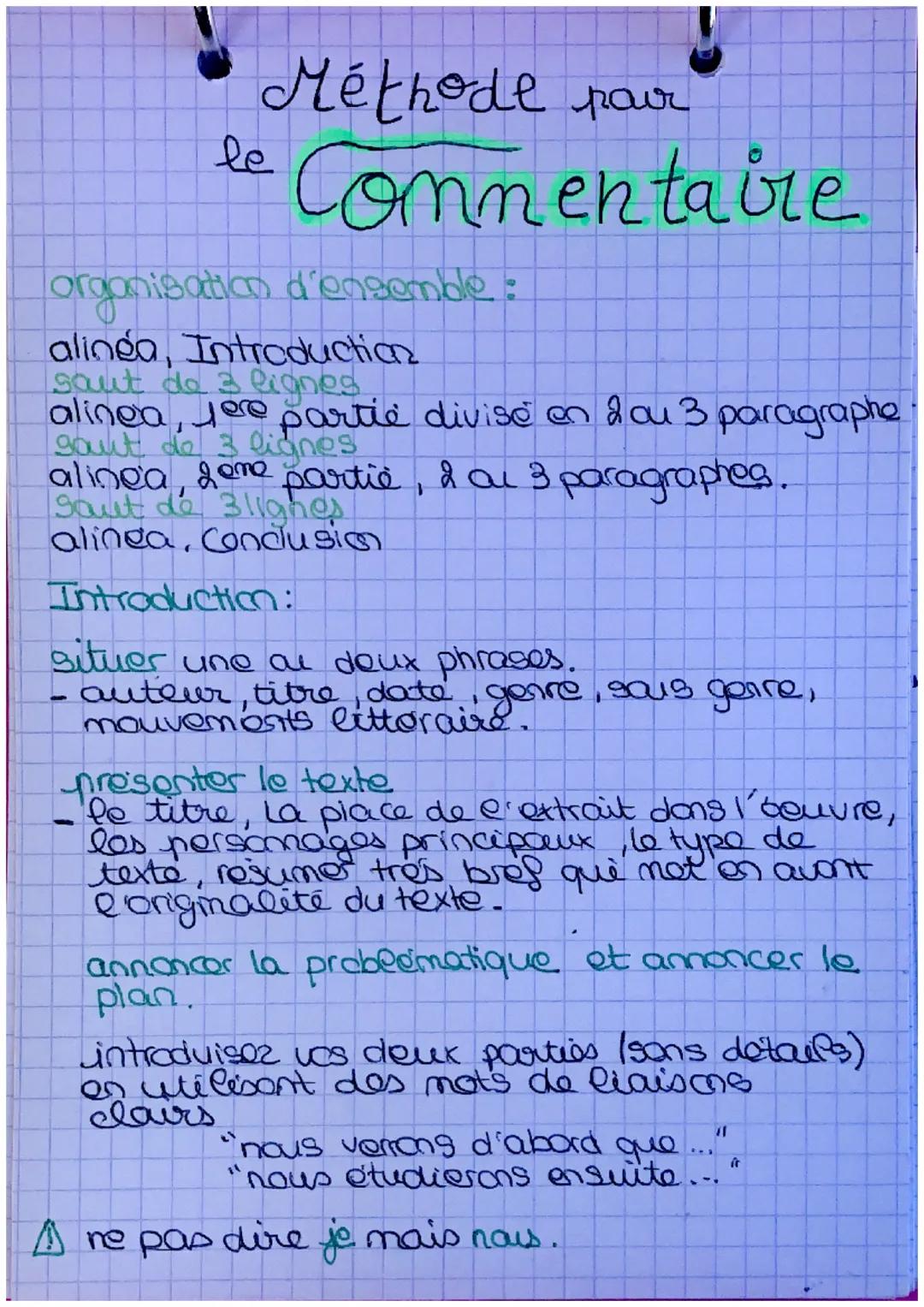 Méthode Simplifiée pour le Commentaire de Texte
