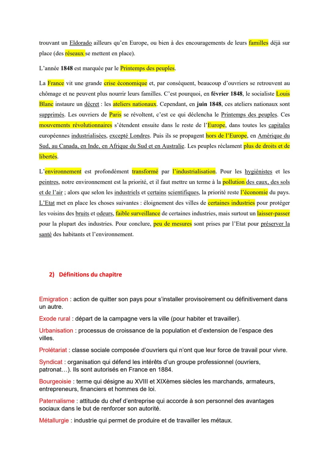 L'EUROPE DE LA RÉVOLUTION INDUSTRIELLE
1) Résumé complet
La première révolution industrielle (vapeur, charbon, industries métallurgiques et 