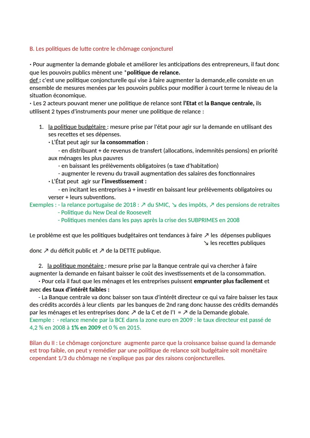 1. Qu'est ce que le chômage et le sous emploi
A. Le chômage
a) définir le chômage
Def:Situation d'une personne en âge de travailler disponib