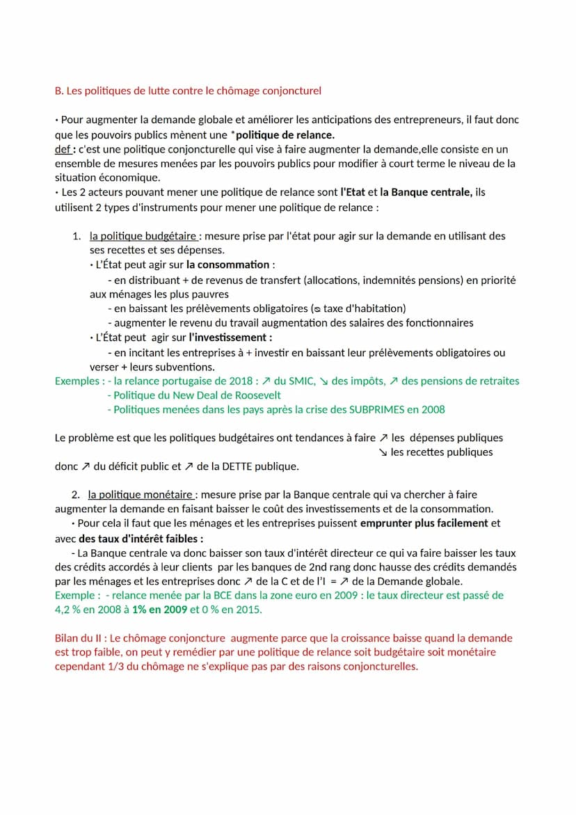 1. Qu'est ce que le chômage et le sous emploi
A. Le chômage
a) définir le chômage
Def:Situation d'une personne en âge de travailler disponib
