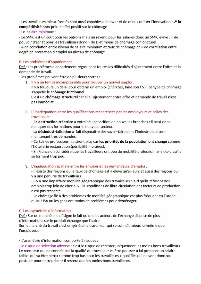 1. Qu'est ce que le chômage et le sous emploi
A. Le chômage
a) définir le chômage
Def:Situation d'une personne en âge de travailler disponib