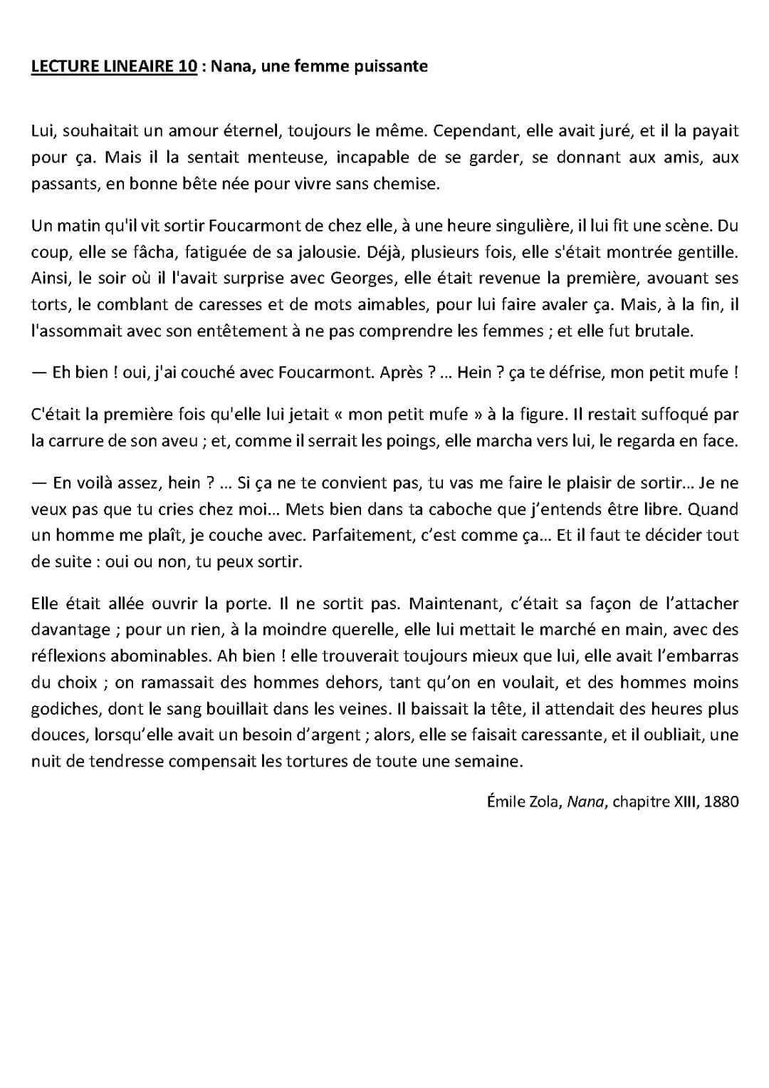 Nana (1880) - Émile Zola (Chapitre 13 : Nana et le compte Muffat )