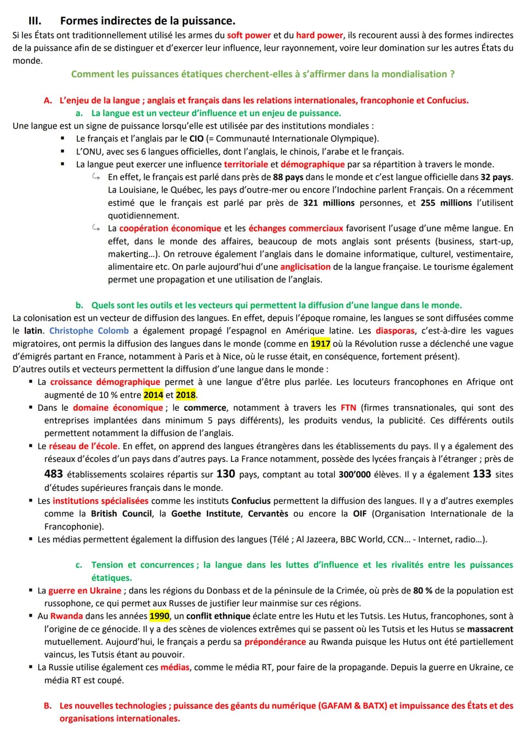 
<p>La notion de puissance désigne la capacité de distinction, d'influence, de rayonnement voire de domination d'un état sur les autres État