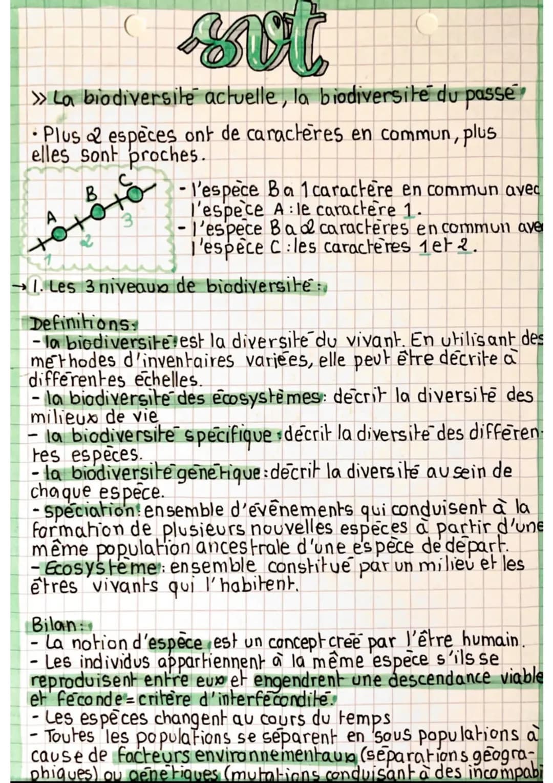 La biodiversité actuelle, la biodiversité du passé (sélection naturelle, spéciation, dérive génétique...)