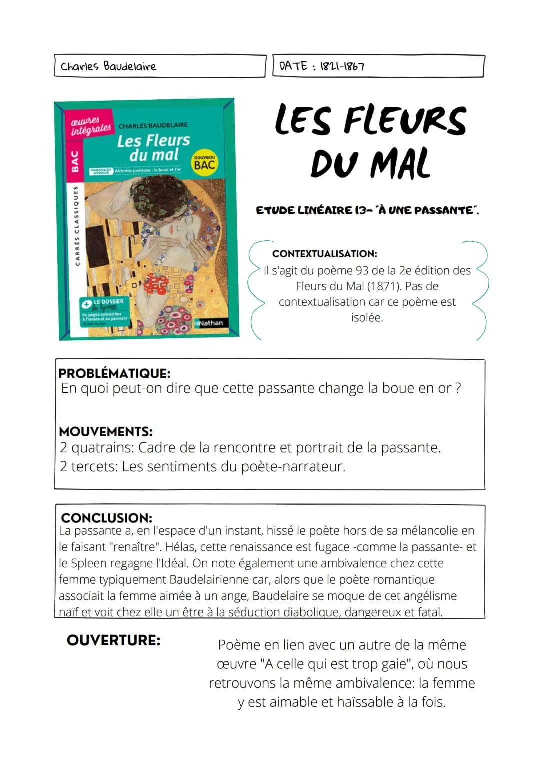 Charles Baudelaire
œuvres
intégrales
BAC
CARRÉS CLASSIQUES
CHARLES BAUDELAIRE
Les Fleurs
du mal
PARCOURS Alchimie poétique : la boue et for

