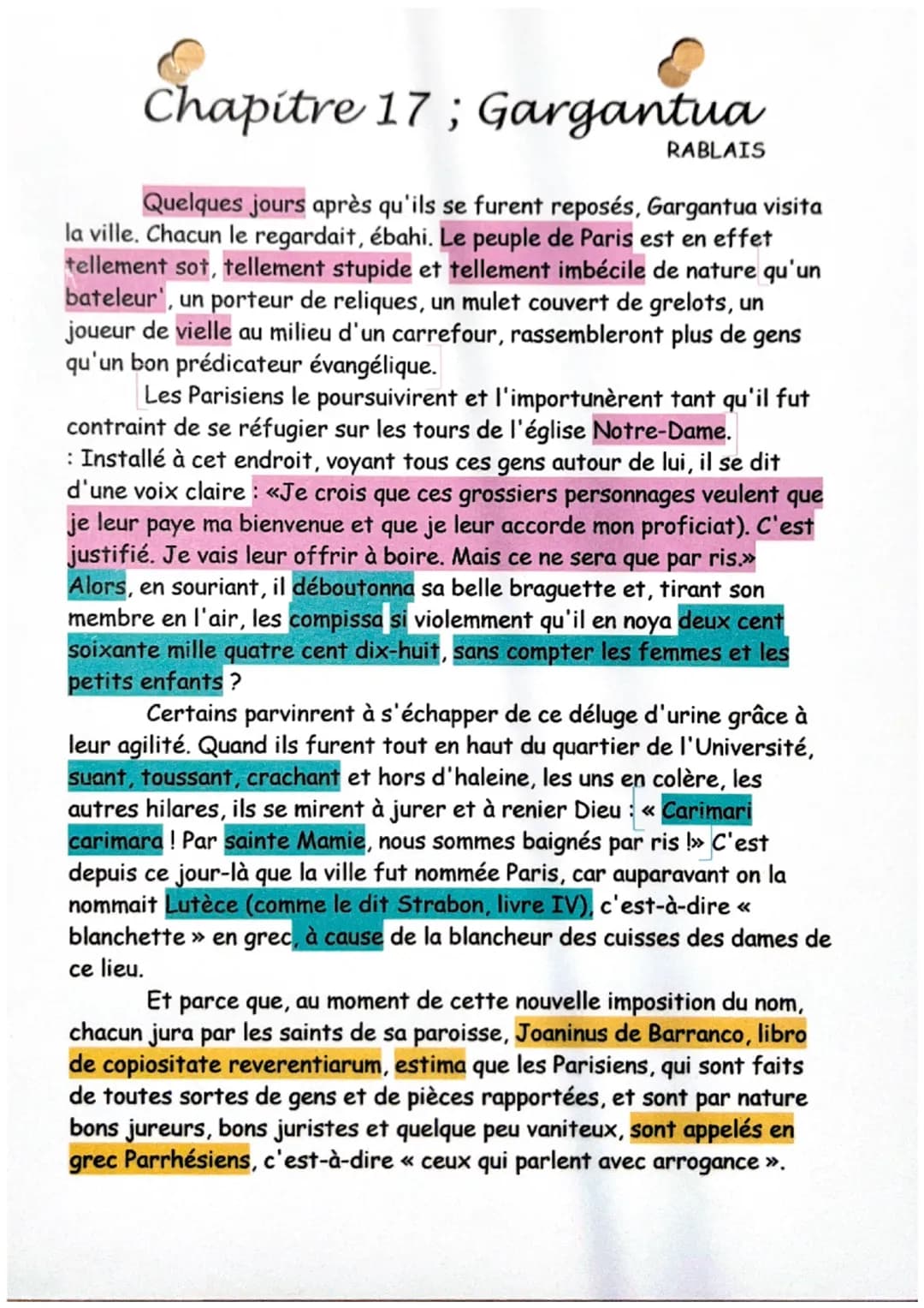 Chapitre 17; Gargantua
RABLAIS
Quelques jours après qu'ils se furent reposés, Gargantua visita
la ville. Chacun le regardait, ébahi. Le peup