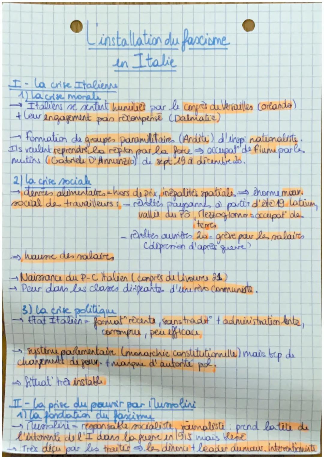 L'installation du fascisme en italie