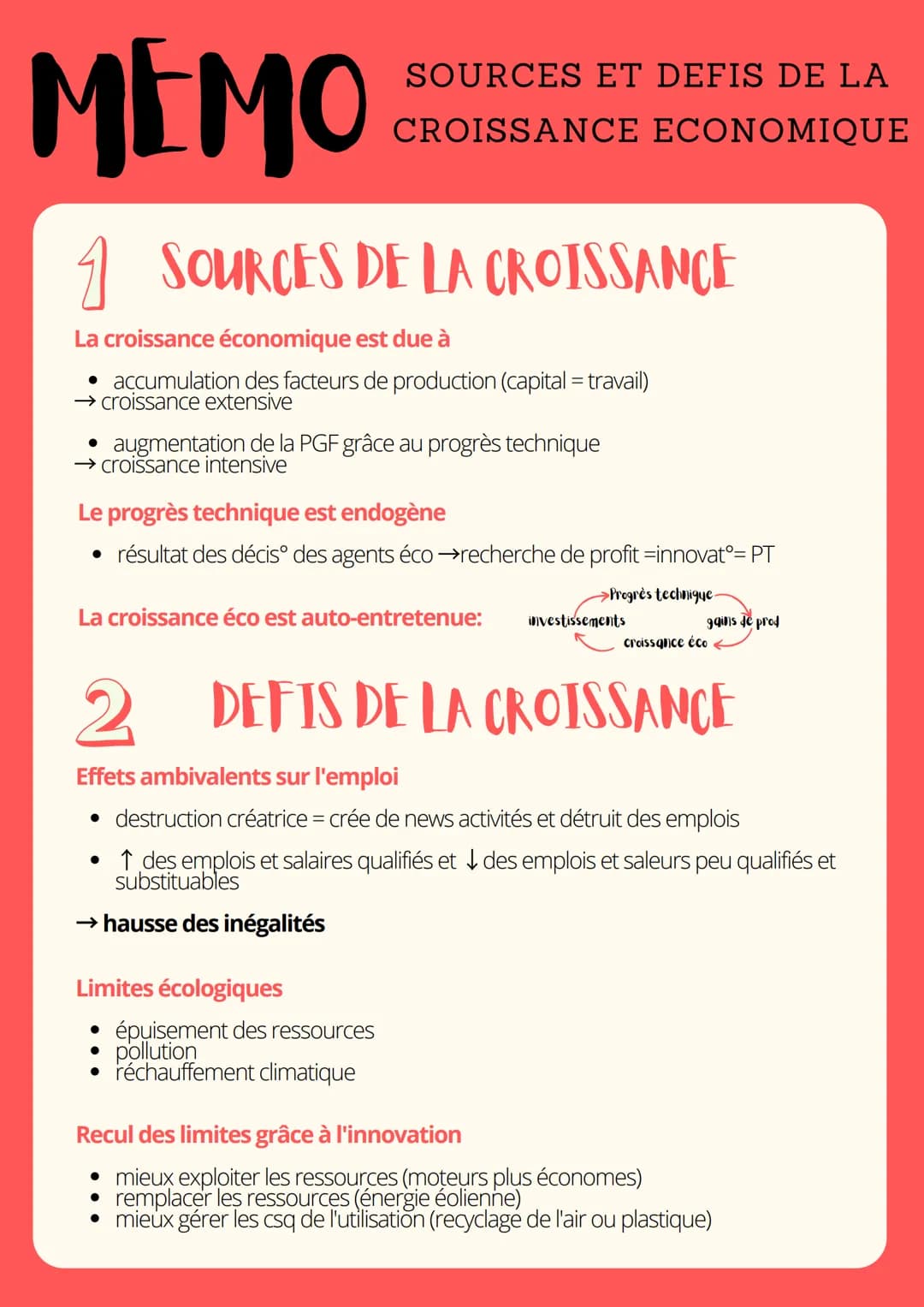 ECONOMIE
sources et défis de la
Croissance éco
OA 1: COMPRENDRE LE PROCESSUS DE CROISSANCE ÉCONOMIQUE ET LES SOURCES DE LA CROISSANCE
[def] 