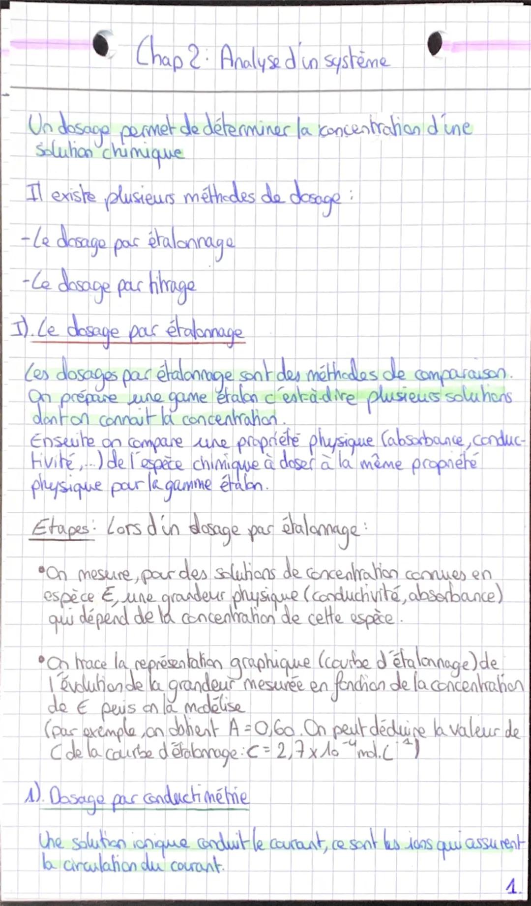 Analyse d’un système chimique : techniques de dosage par étalonnage et titrage