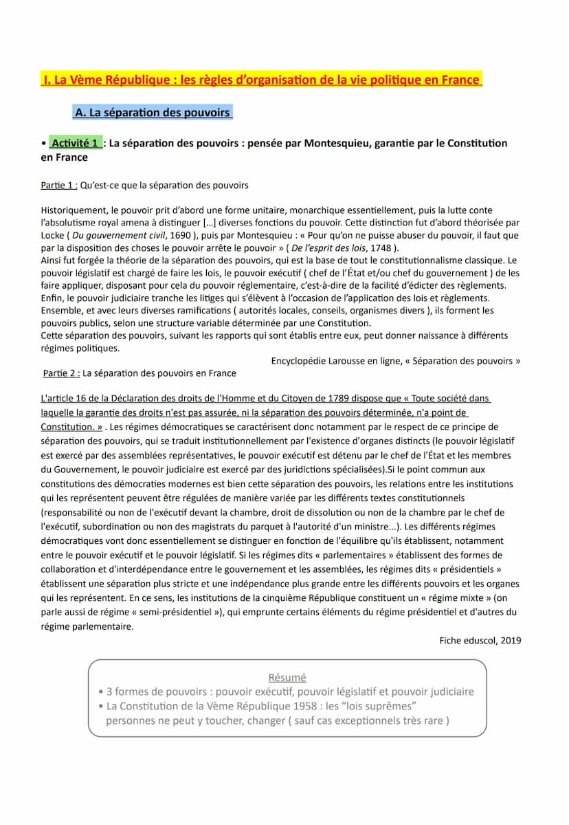 Chapitre 3 - L'organisation de la vie politique
Les objectifs du chapitre :
- Connaître les principales spécificités du pouvoir politique
Co