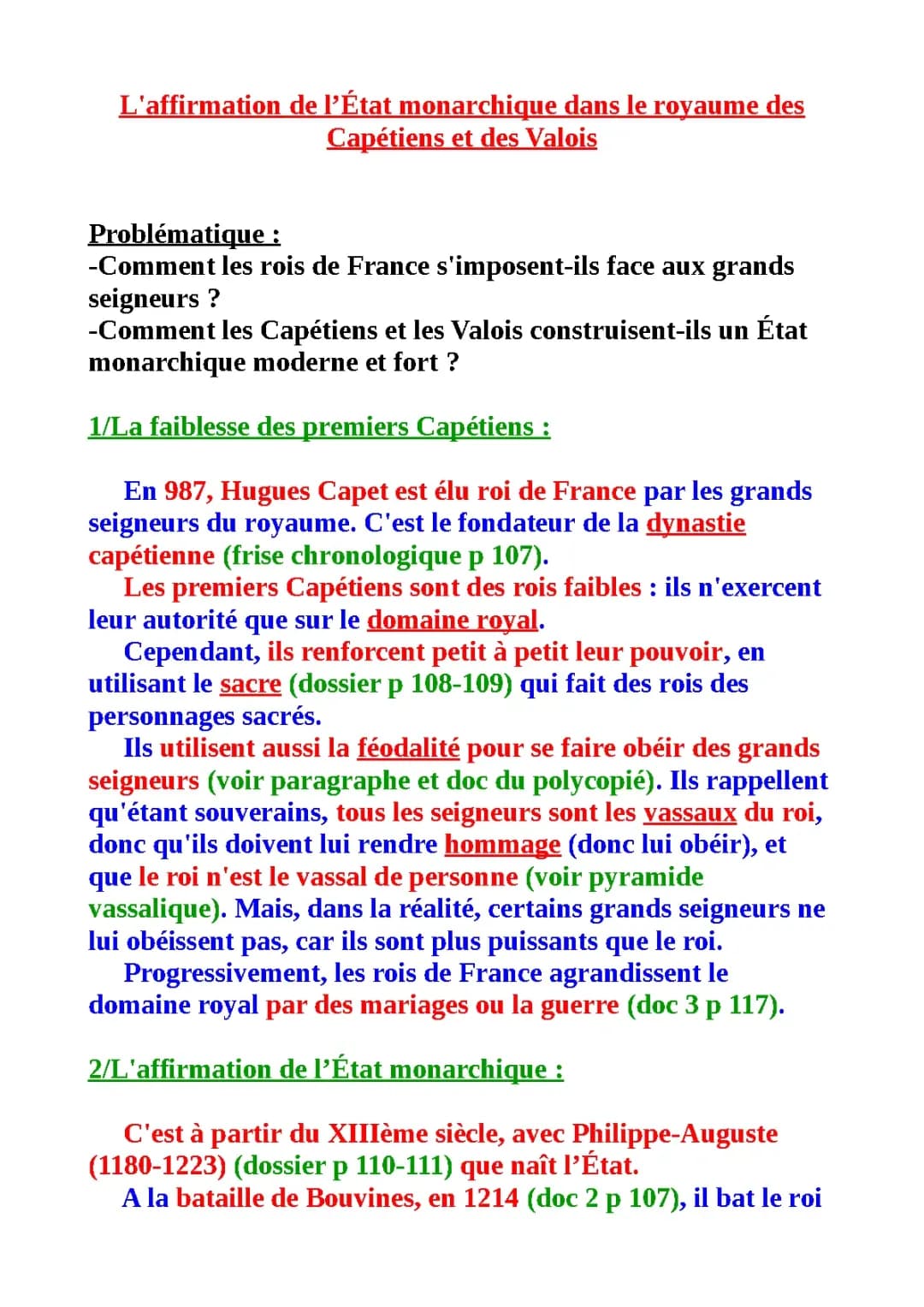 Histoire sur les faiblesse des premiers Capétiens 