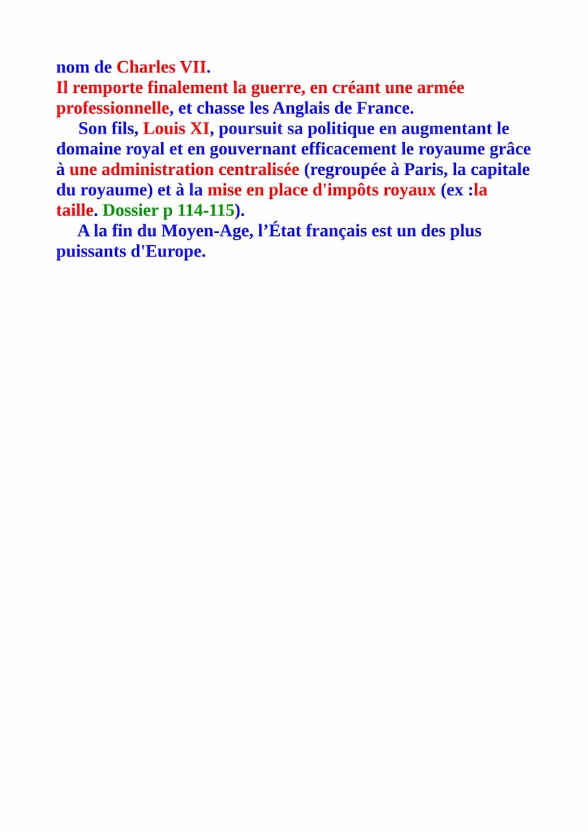 L'affirmation de l'État monarchique dans le royaume des
Capétiens et des Valois
Problématique :
-Comment les rois de France s'imposent-ils f