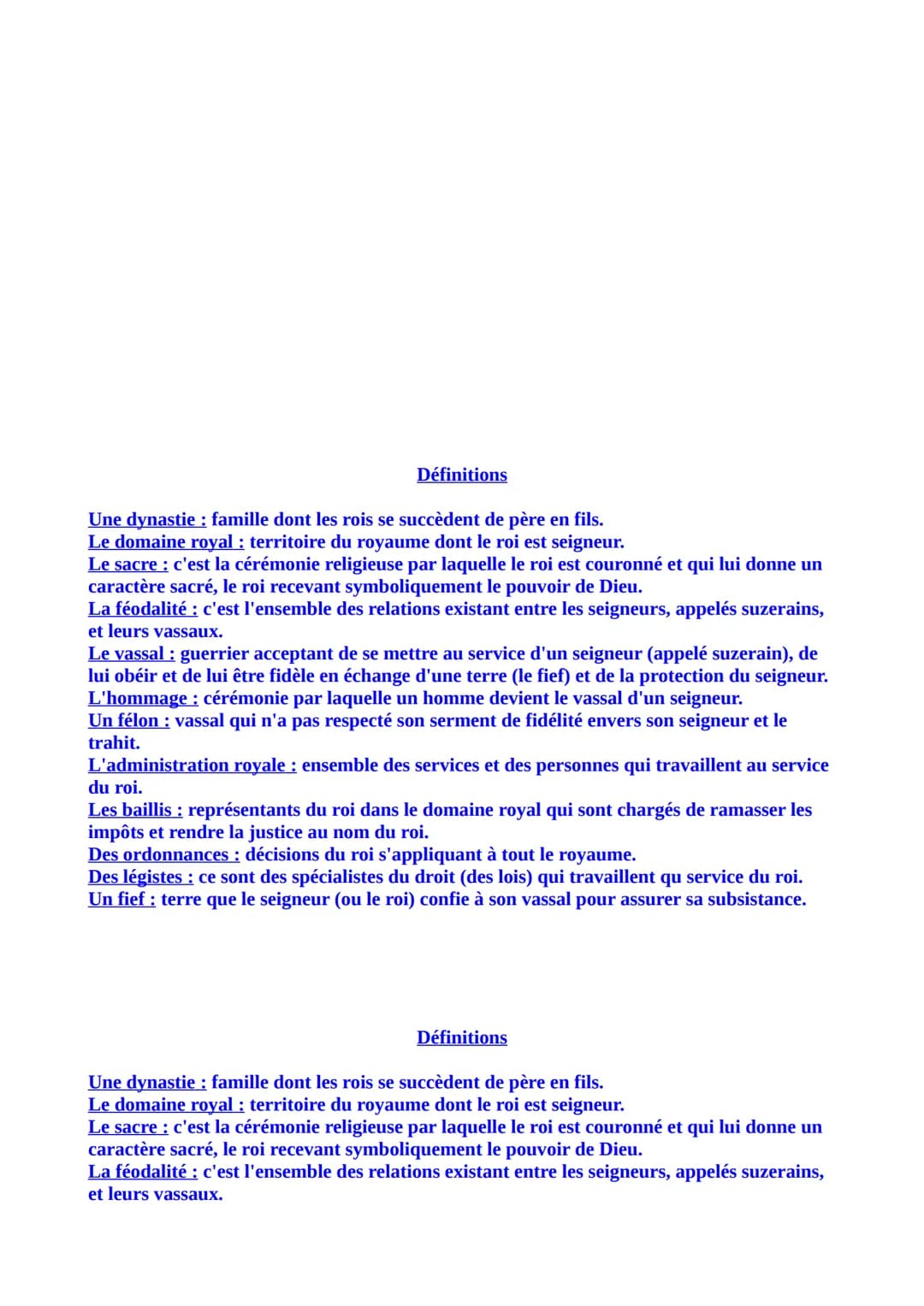 L'affirmation de l'État monarchique dans le royaume des
Capétiens et des Valois
Problématique :
-Comment les rois de France s'imposent-ils f