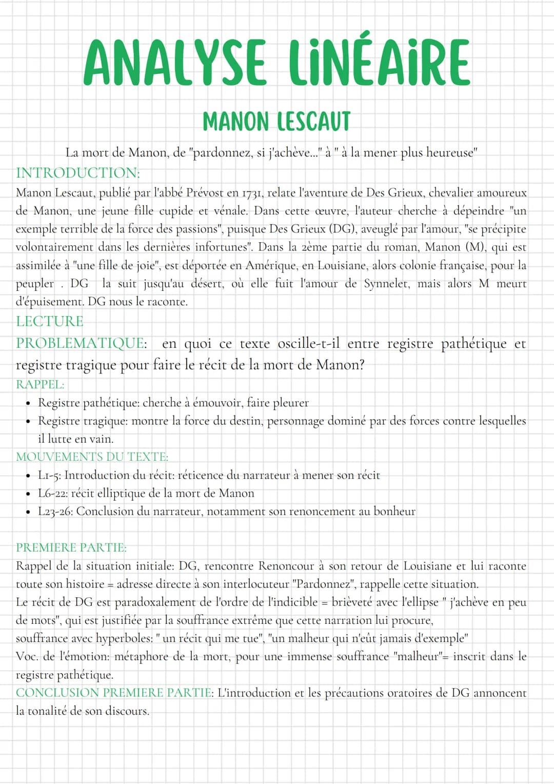 MANON LESCAUT
La mort de Manon, de "pardonnez, si j'achève...." à " à la mener plus heureuse"
INTRODUCTION:
Manon Lescaut, publié par l'abbé