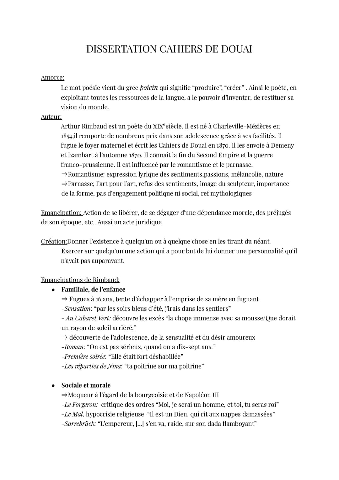Fiche dissertation Cahiers de Douai