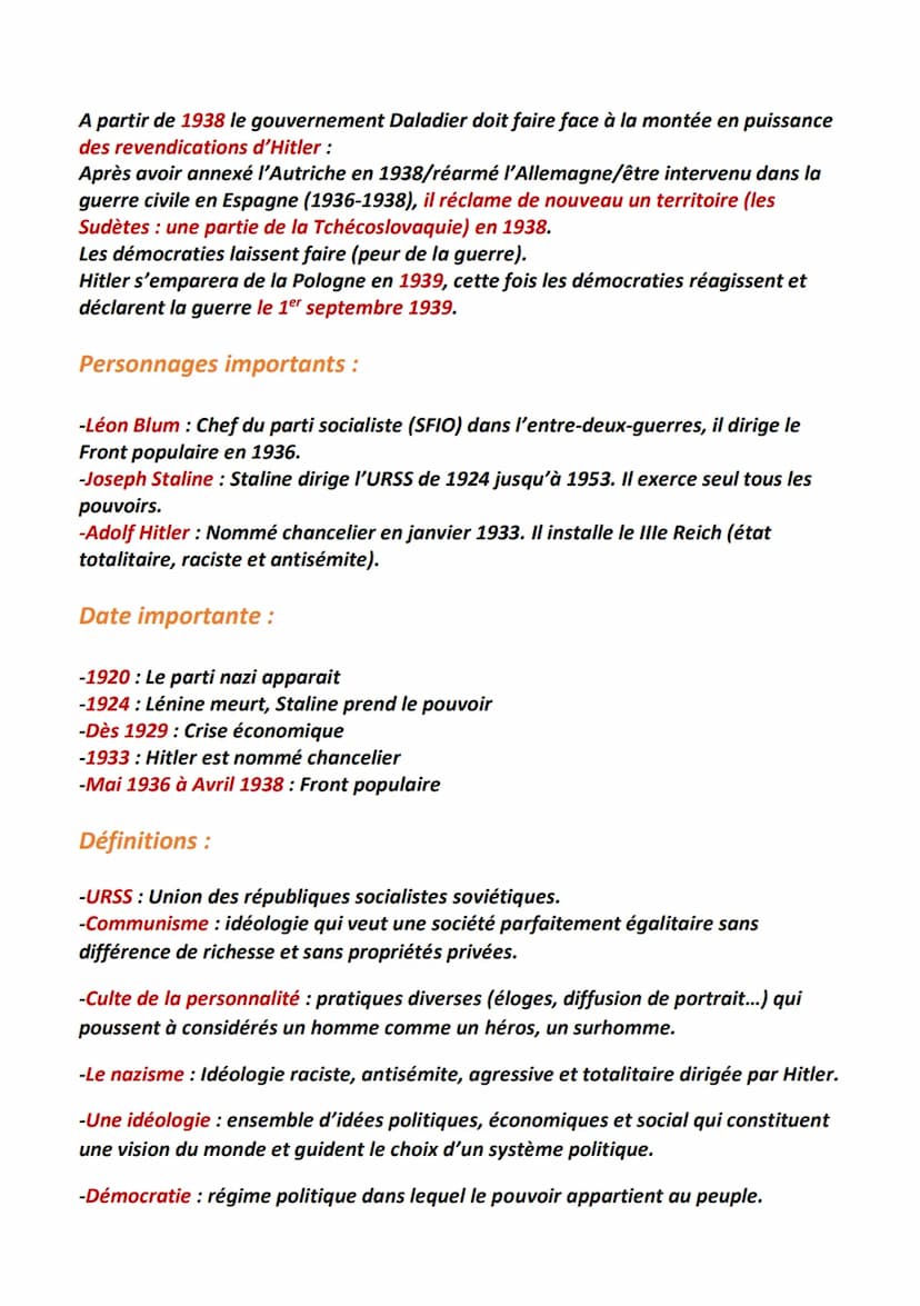 Démocraties et régimes totalitaires
Une population
contrôlée et
terrorisée
Histoire
Une
économie
contrôlée
Un régime totalitaire
c'est :
Une