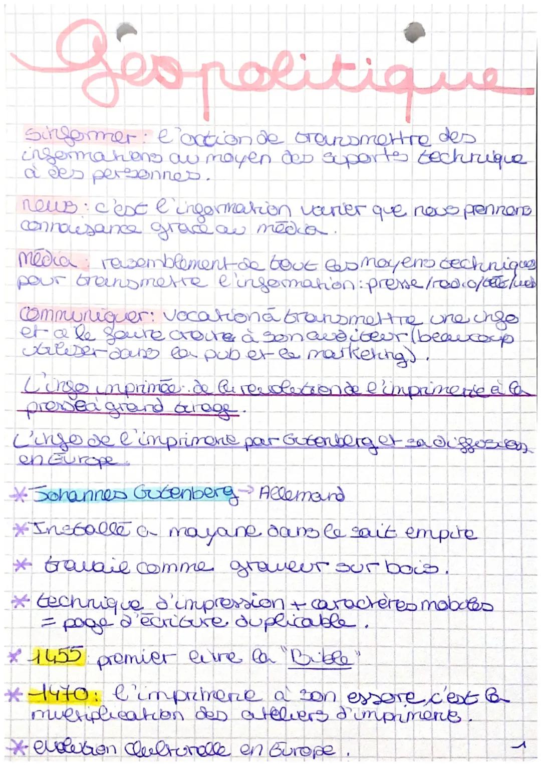 # Géopolitique

Sinformer: l'action de oransmettr
des
insermathens au moyen des suportes technique
à des personnes.

neus: c'est l'informati