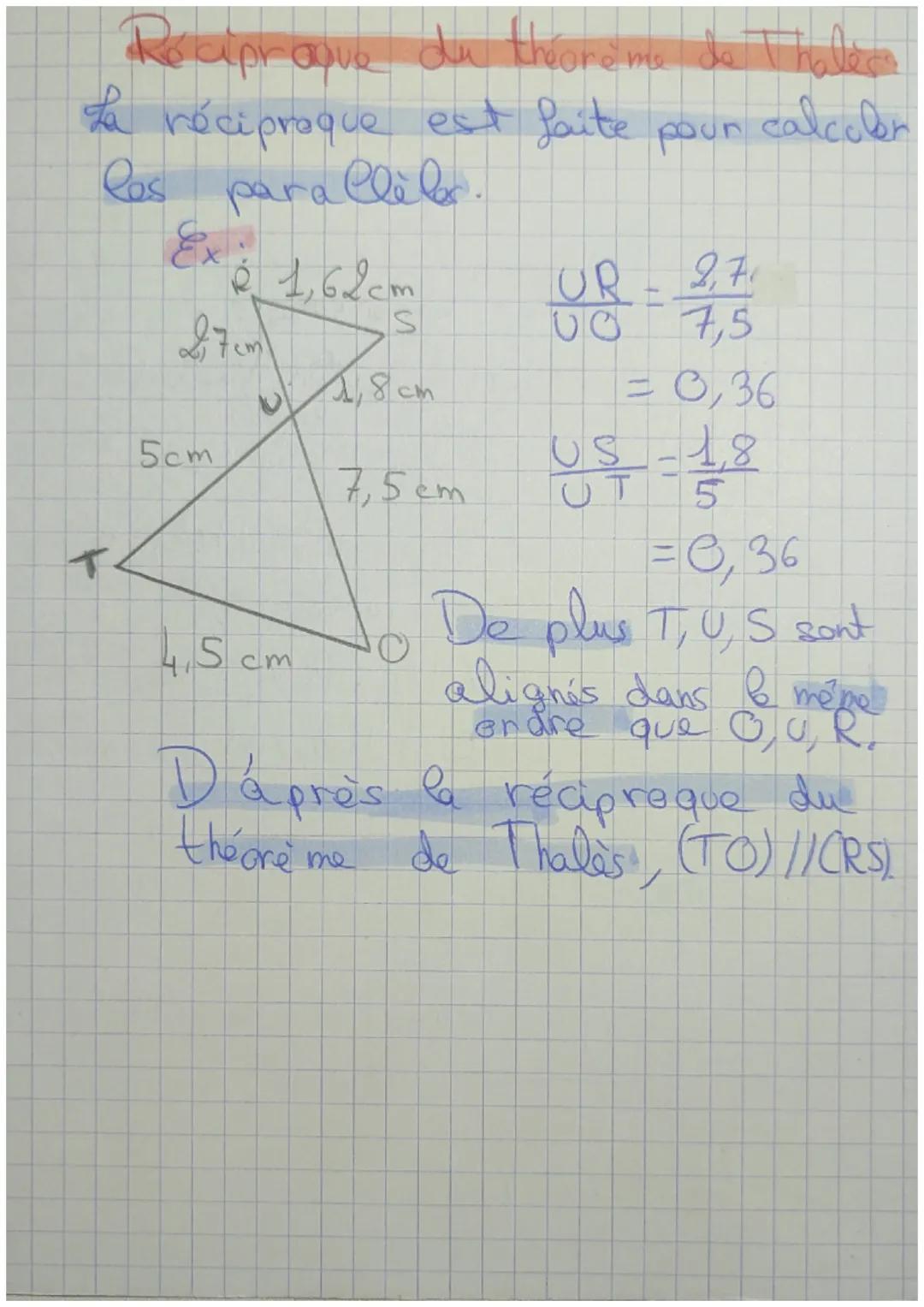 Le théorème de Thales:

Démarche:
"D'après le théorème de Thale's"
en premier a TOUJOURS
mettre.

N7cm M
5cm

11 cm A

AB
On
9cm
C

D'après 