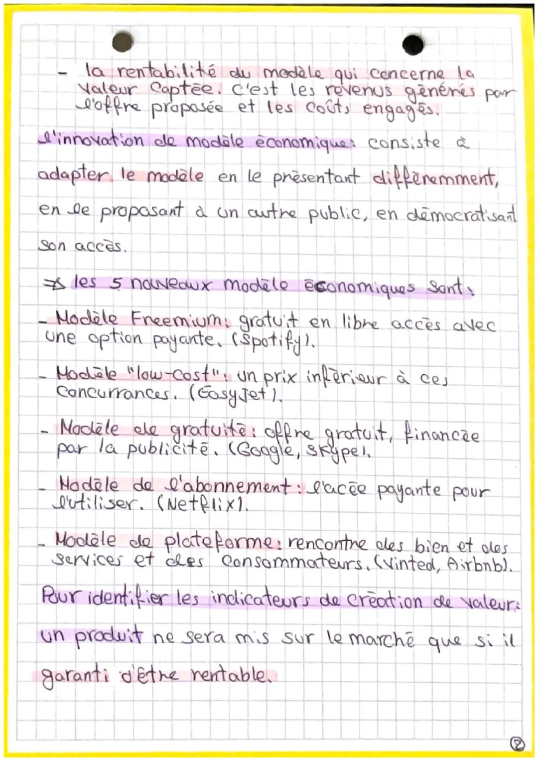 Theme
MSGN...
...Chapitre 2.
Comment créer de la
Valeur et la mesurer?
L'innovation: peut porter sur le bien ou le service.
Il convient de d