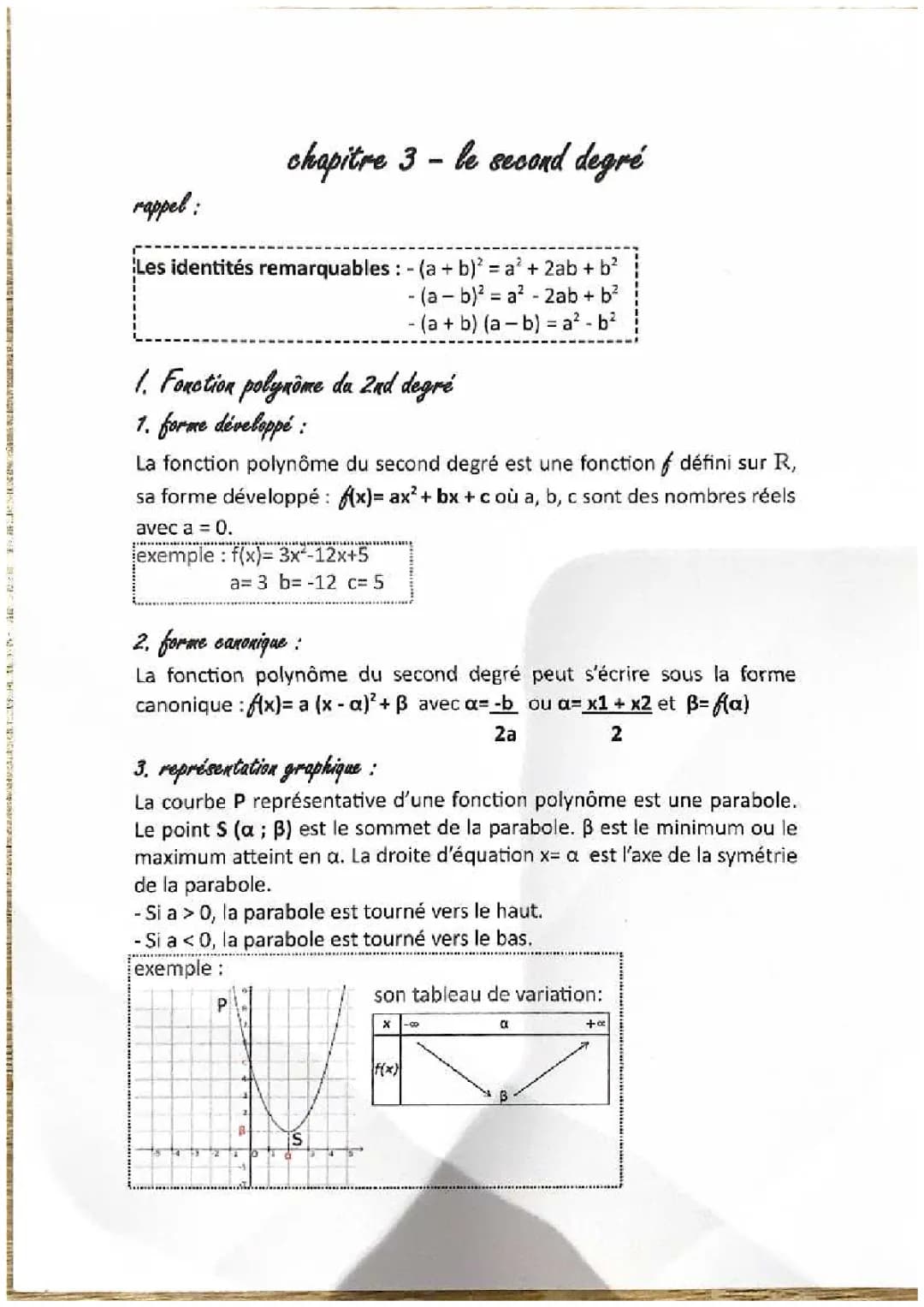 Chapitre 3 - le second degré 